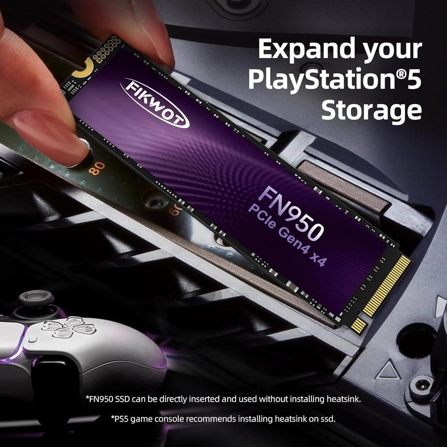 Fikwot FN950 2TB SSD M.2 2280 PCIe Gen4 x4 NVMe 1.4 Internal Solid State Drive - Speeds up to 4800MB/s, Dynamic SLC Cache,Compatible with Laptop,Desktop and Ps5