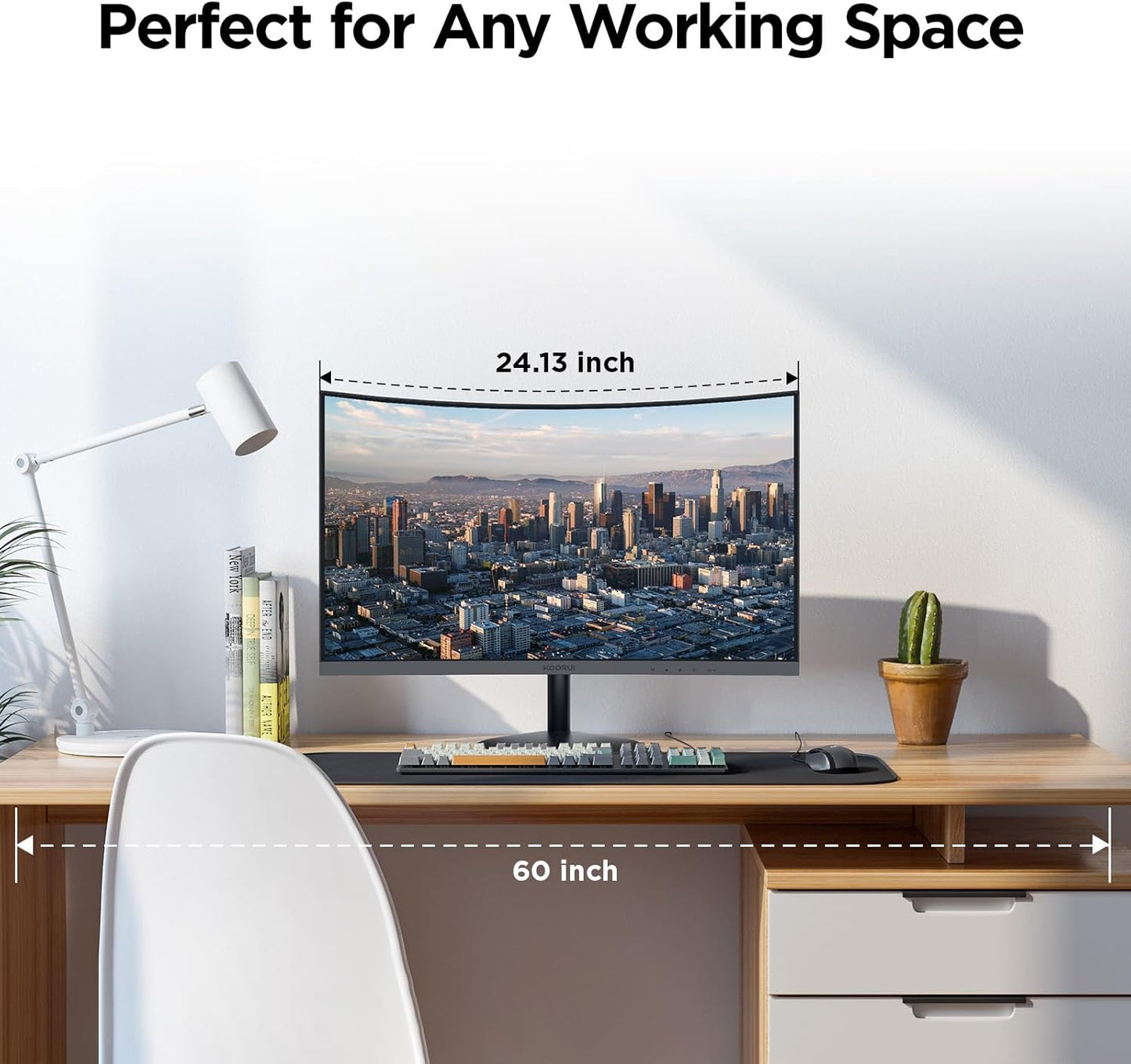 KOORUI 32 inch Curved Gaming Monitor - QHD (2560 x 1440) 2K Display, 170Hz 144Hz Monitors, 1500R Curvature, 1ms, HDR10, Adaptive Sync, Tilt Adjustable, DisplayPort HDMI, Black - 32E6QC