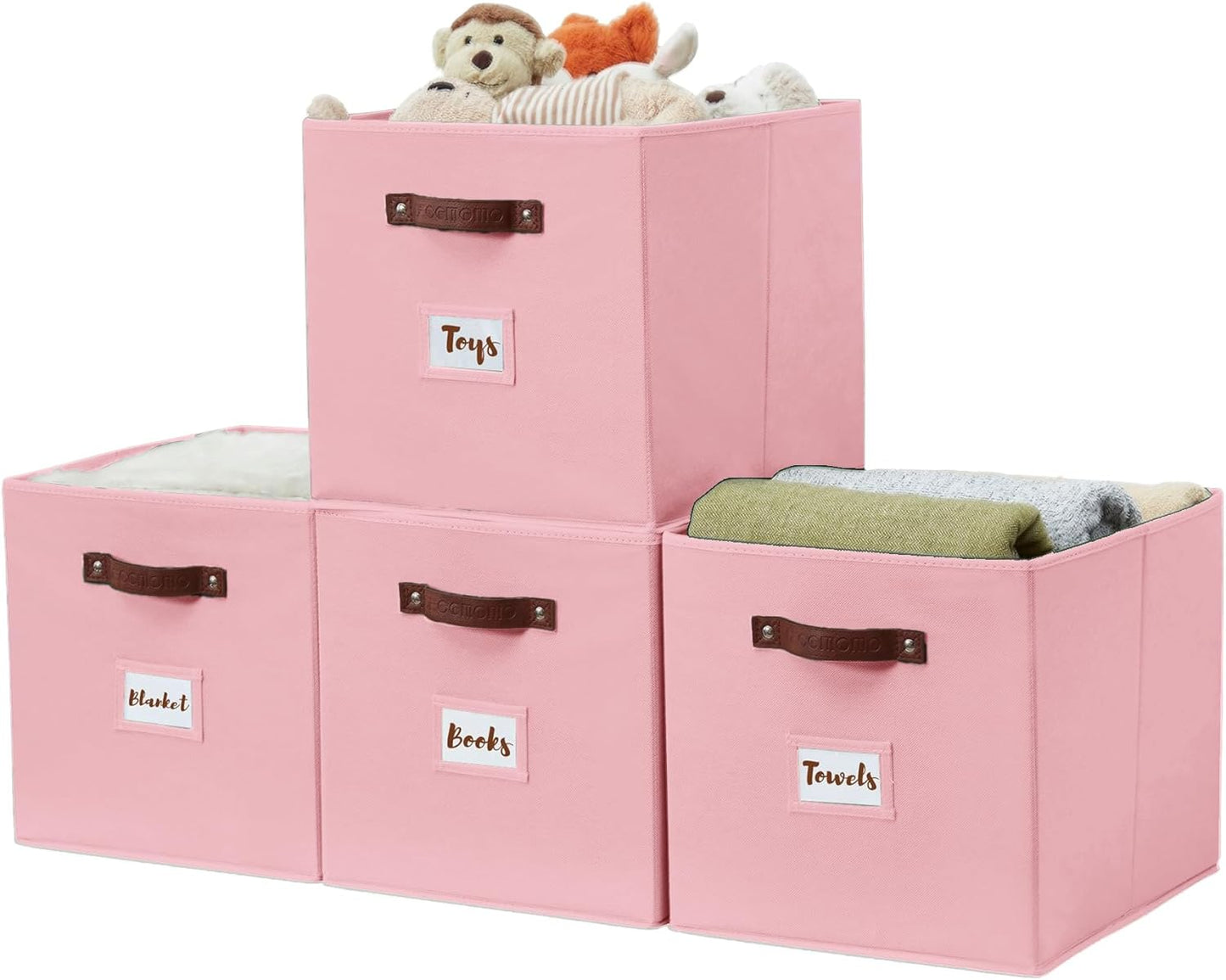 DECOMOMO Cube Storage Bin, Storage Cubes with Labels, Baskets for Shelves Kallax Linen Closet Organizers (Cube 10.5x11"/ 6pcs, Black)
