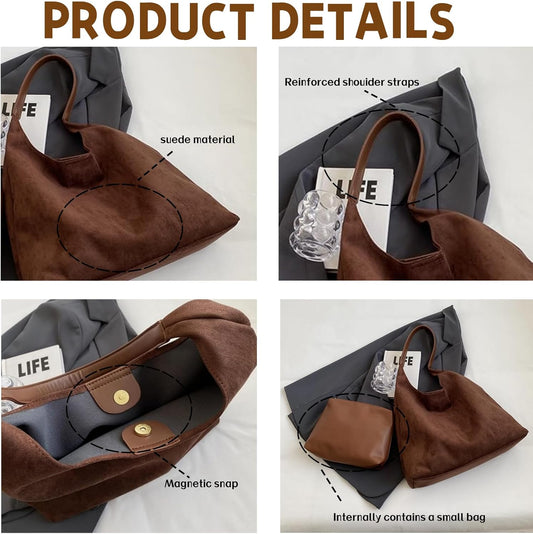 Purilite Select Leather Tote Bag for Women | Retro Hobo Bag | Slouchy Shoulder Bag | Office Handbag | Travel & Work Purse