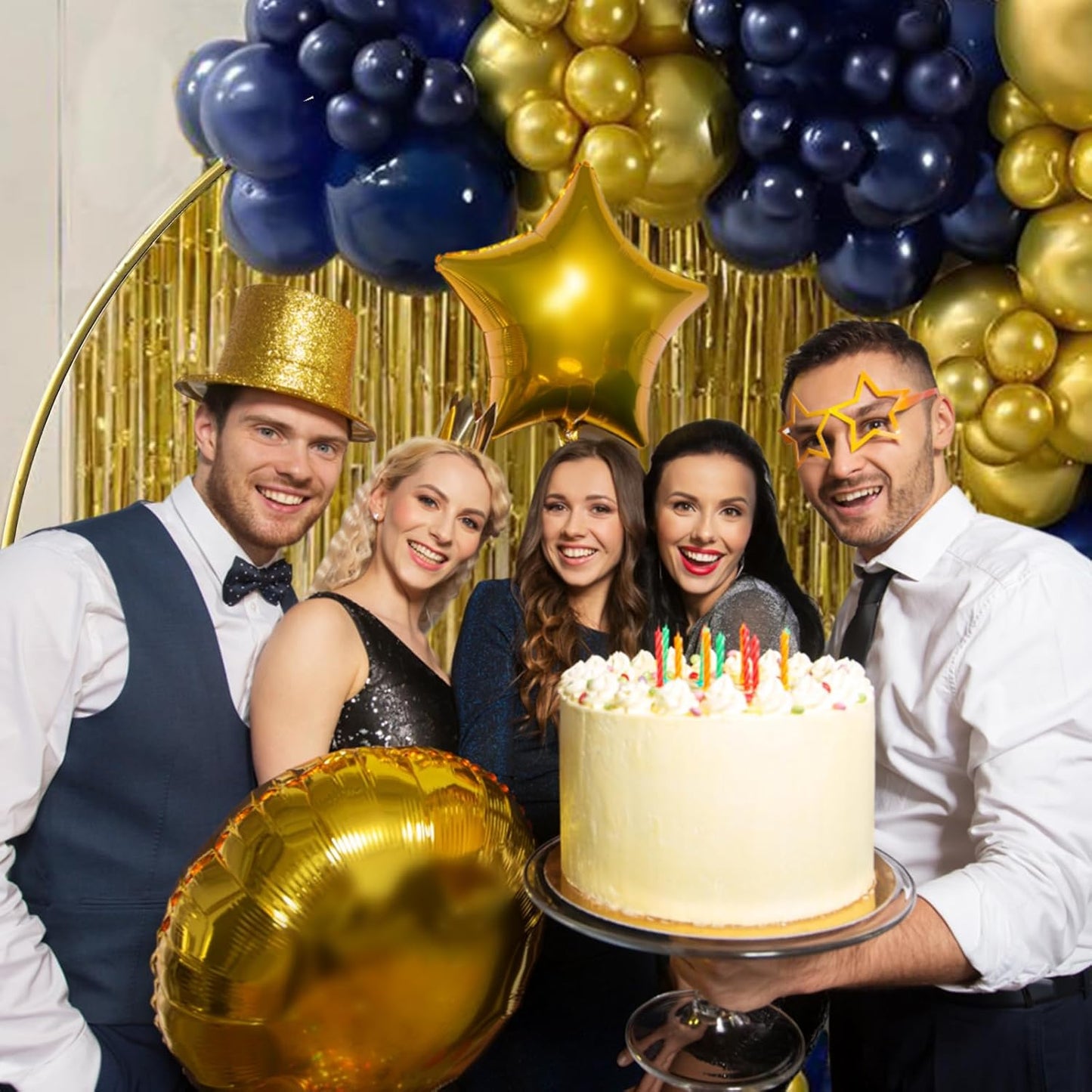 JEBUTU Balloon Arch Stand Metal Round Backdrop Stand Circle Balloon Arch Frame Wedding Arches 6.5FT for Ceremony Birthday Party Baby Shower Decoration