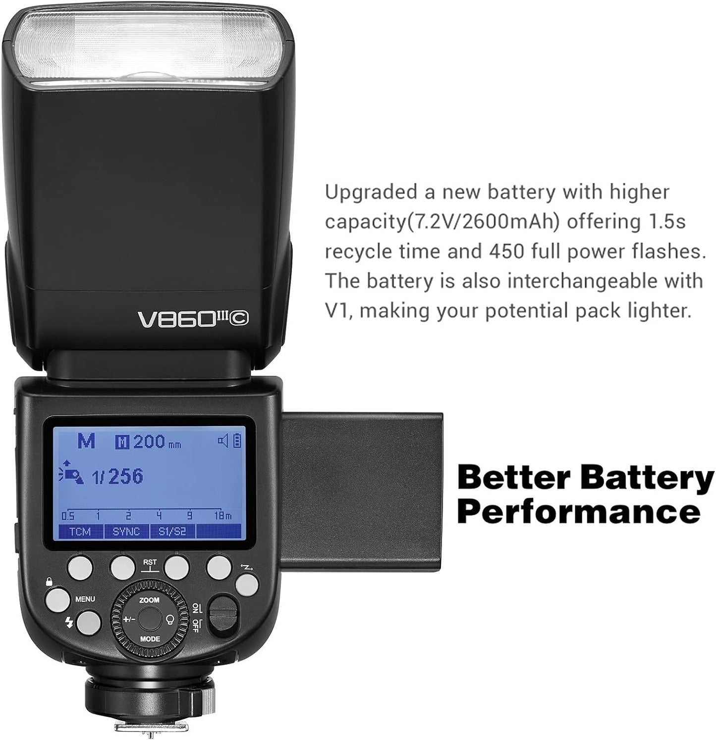 Godox V860III-N Flash for Nikon Camera Flash Speedlite Speedlight 7.2V/2600mAh Li-ion Battery, 2.4G Wireless HSS 1/8000 1.5s Recycle Time 10 Levels LED Modeling Light for Nikon (Upgraded V860II-N)