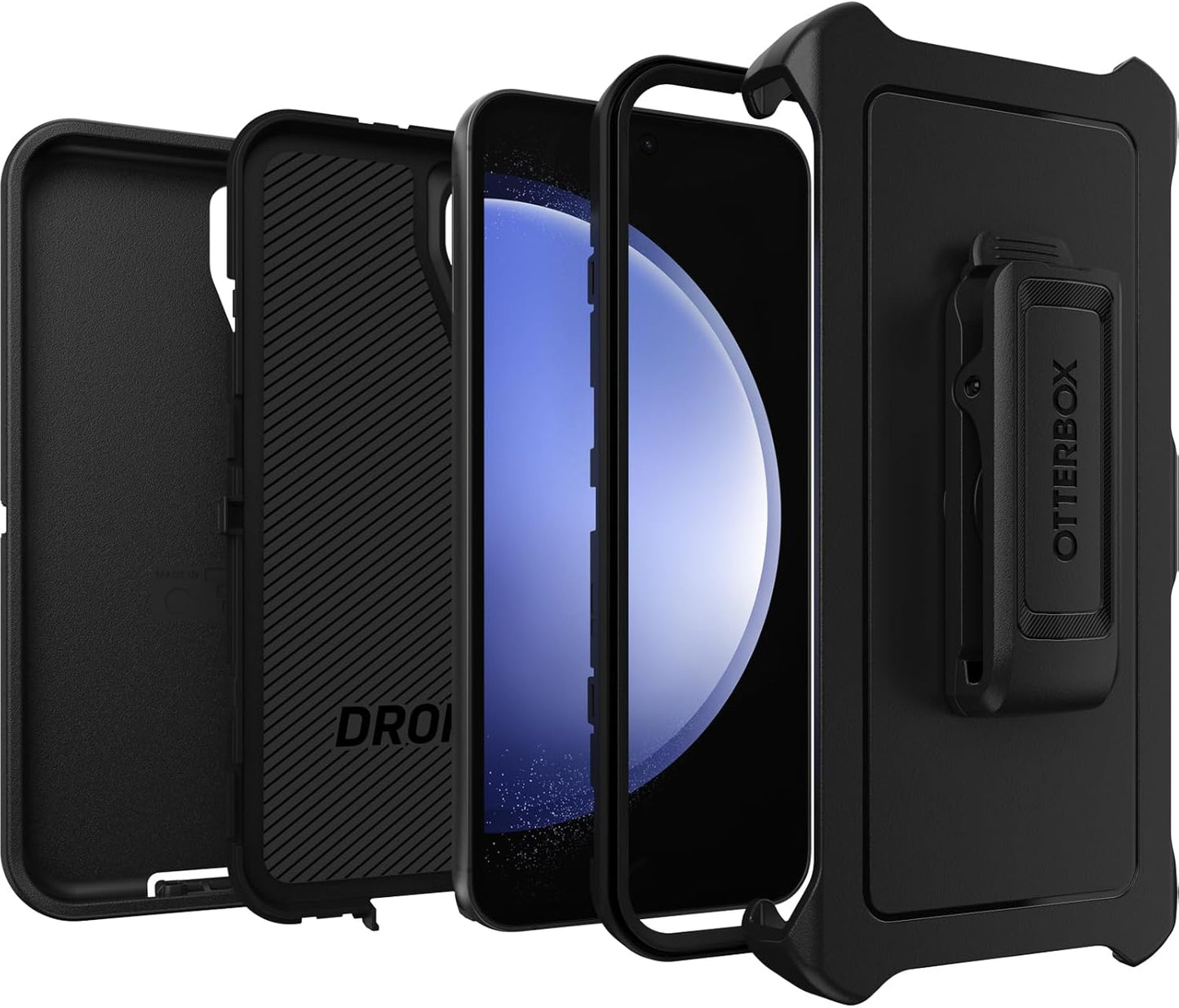 OtterBox Galaxy S23 FE Defender Series Case - Black, Rugged & Durable, with Port Protection, Includes Holster Clip Kickstand