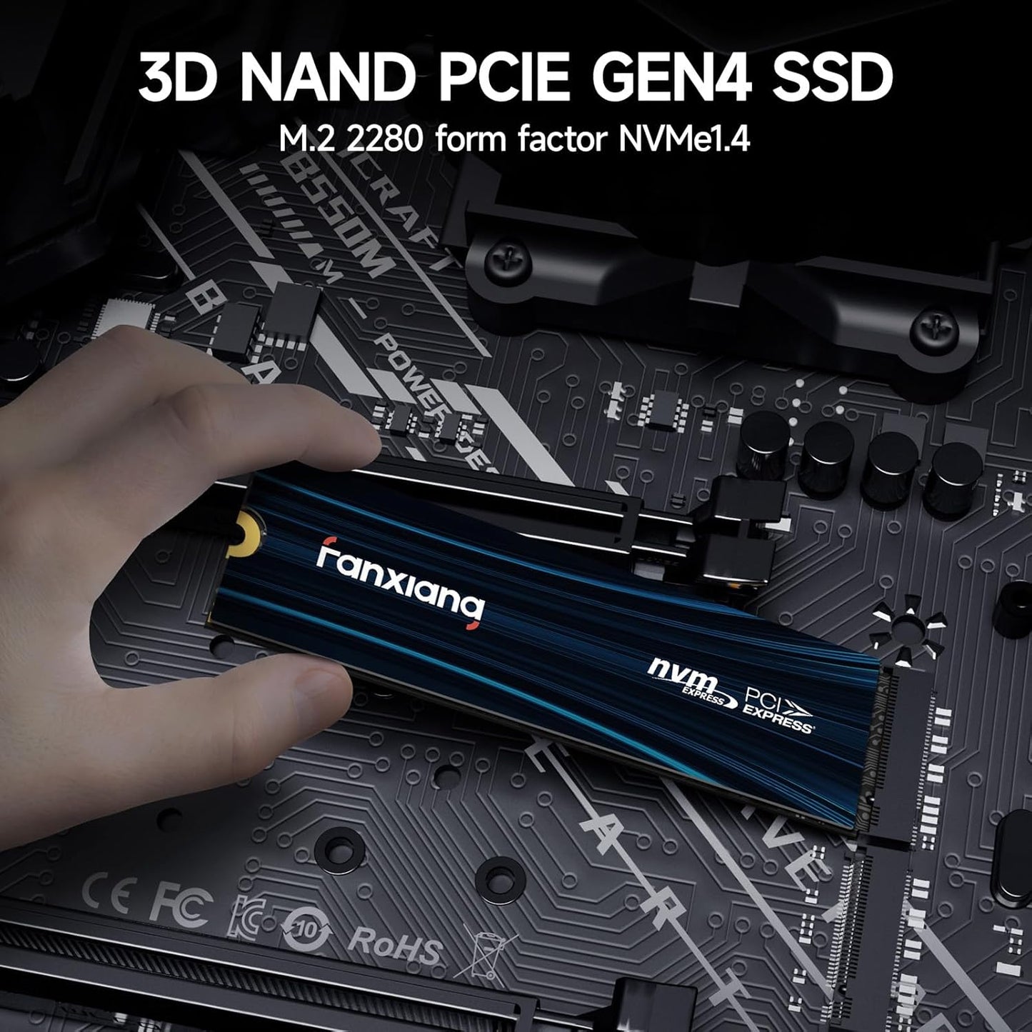 fanxiang S880E 2TB with Heatsink PCIe NVMe SSD Gen 4 Gaming SSD M.2 2280, Up to 7100MB/s Compatible with PS5, Internal Solid State Drive for Gamers, Professionals, Creators