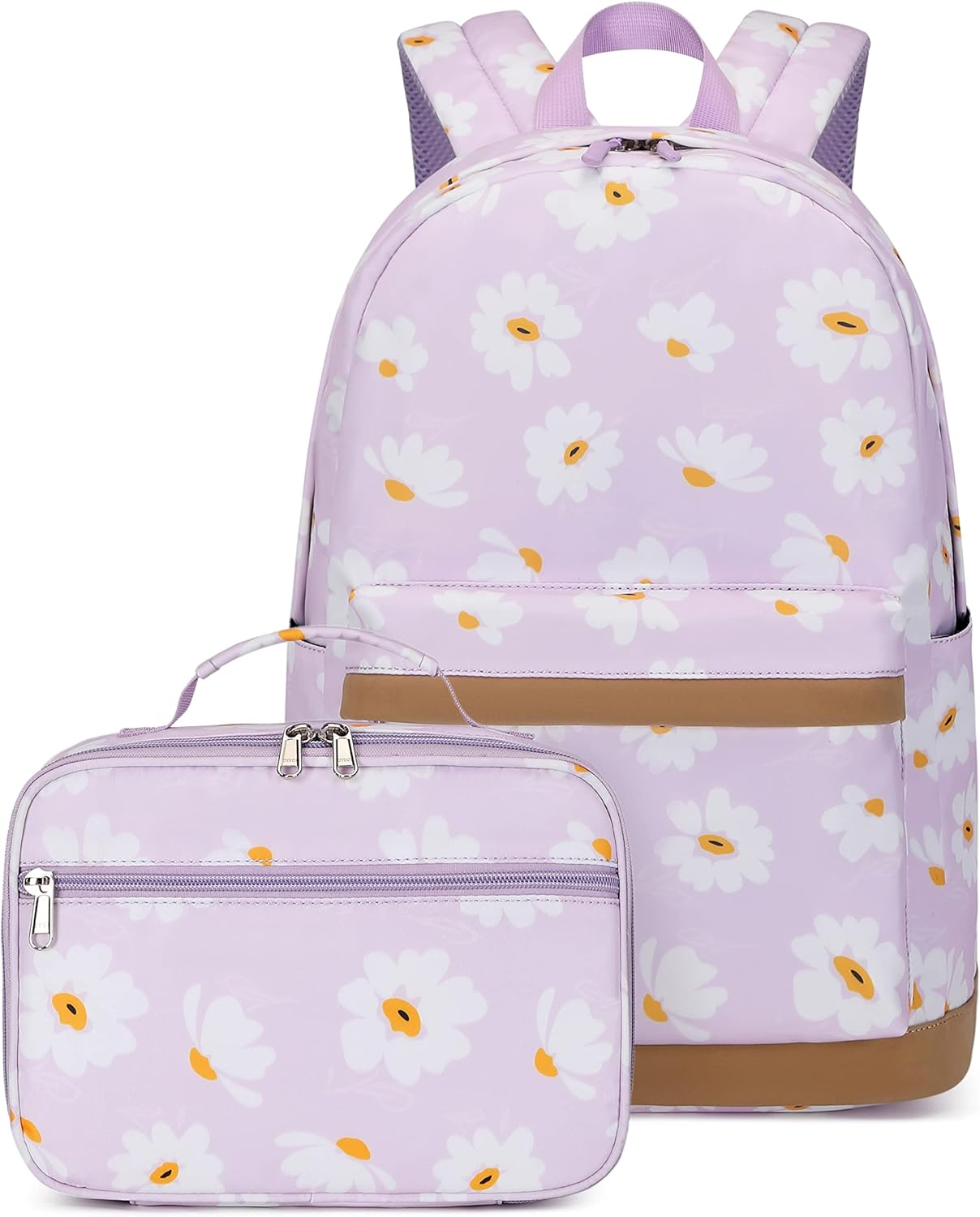 3Pcs Daisy Prints Backpack for Girls Bookbag set Primary School Daypack Elementary Students Knapsack with Lunch Box