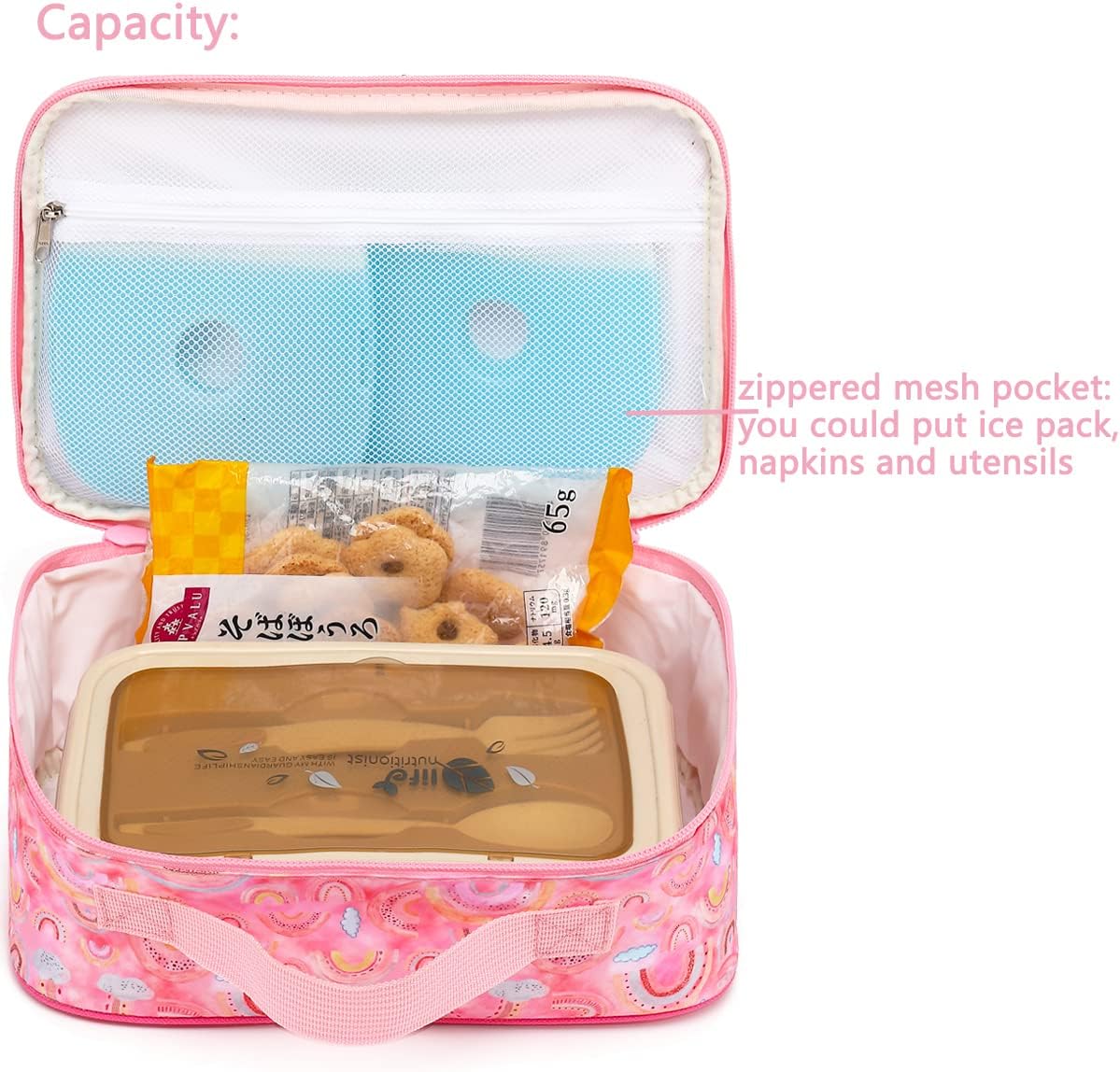 FlowFly Kids Lunch Box Insulated Soft Bag Mini Cooler Back to School Thermal Meal Tote Kit for Girls, Boys, Black