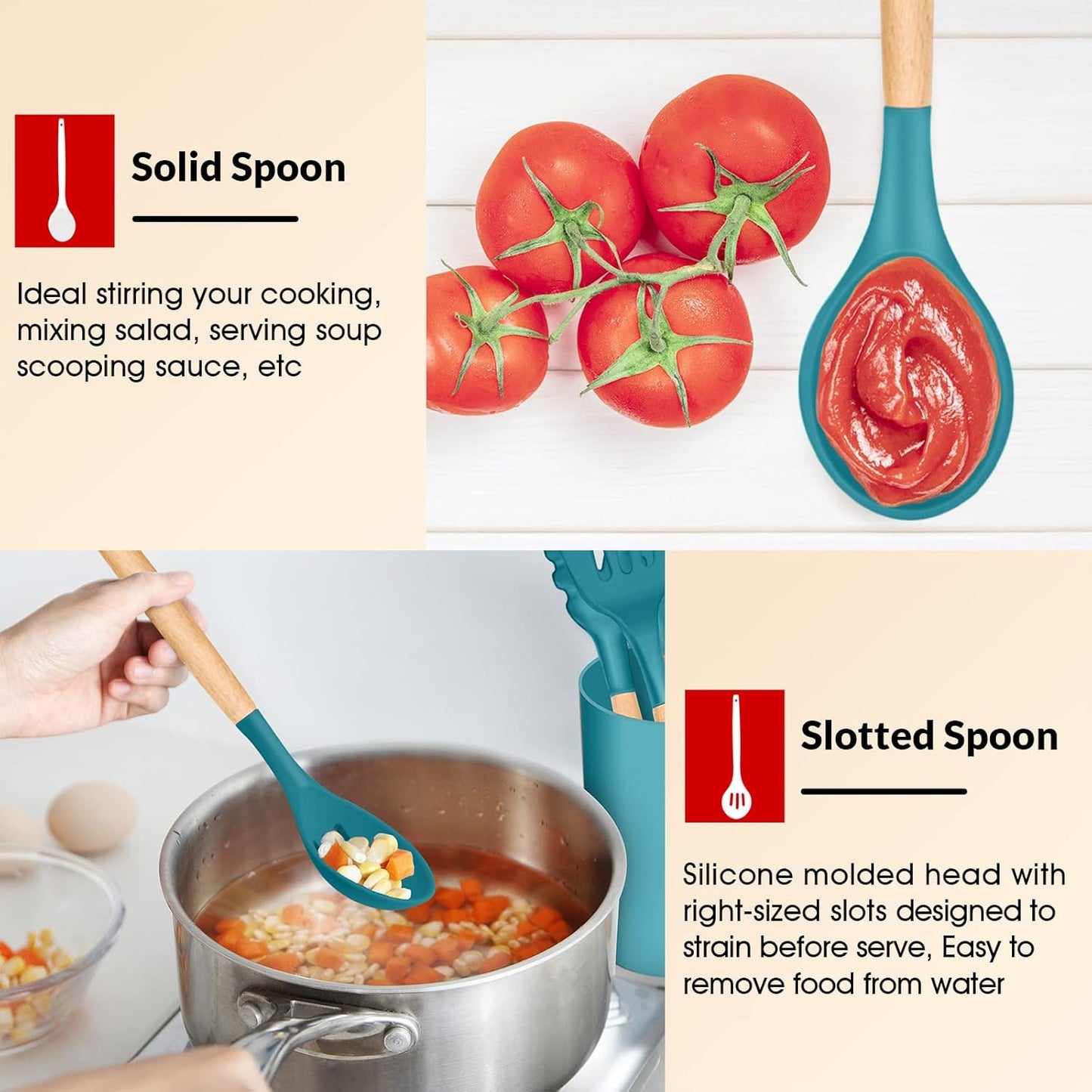 Purilite Select 6-Piece Silicone Cooking Utensil Set