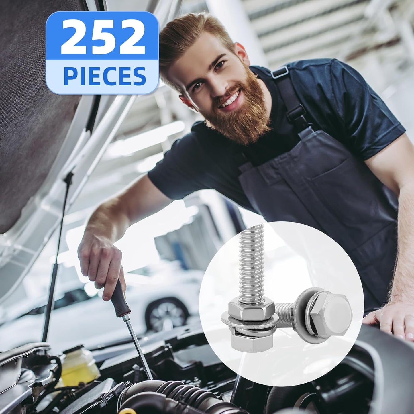 Besitu 280Pcs Metric Flange Bolt Assortment, M6x1.0, M8x1.25, M10x1.5 (12mm to 30mm) Assorted Hex Bolts and Nuts Washers Kit for Automotive, 10.9 Black Zinc Galvanized
