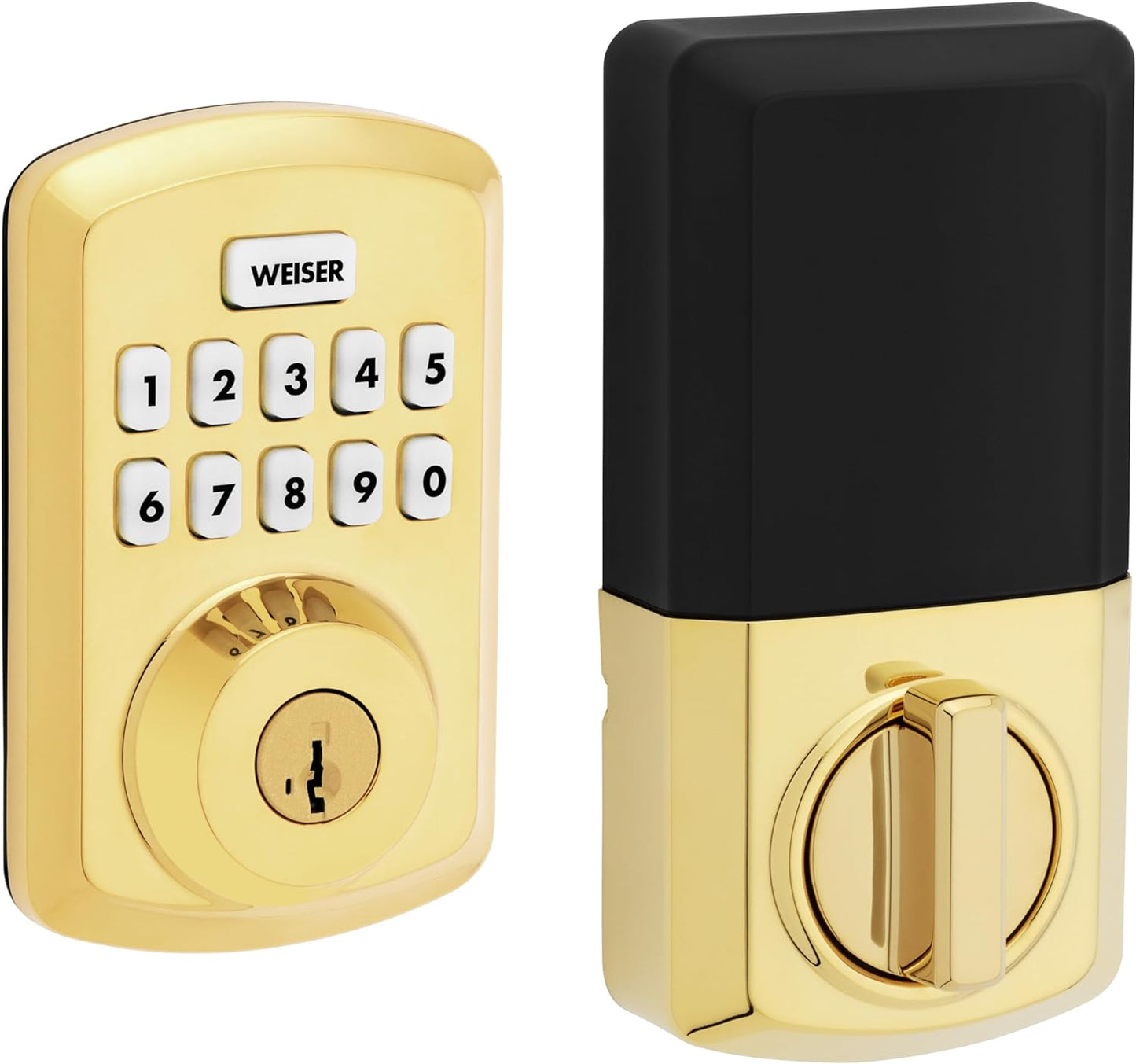 Weiser Powerbolt 3 Matte Black Keyless Entry Door Lock/Deadbolt Lock, 10-Button Keypad Door Lock with Auto Lock and 12-Month Battery Life, Electronic Door Locks for Front Door, Home Décor