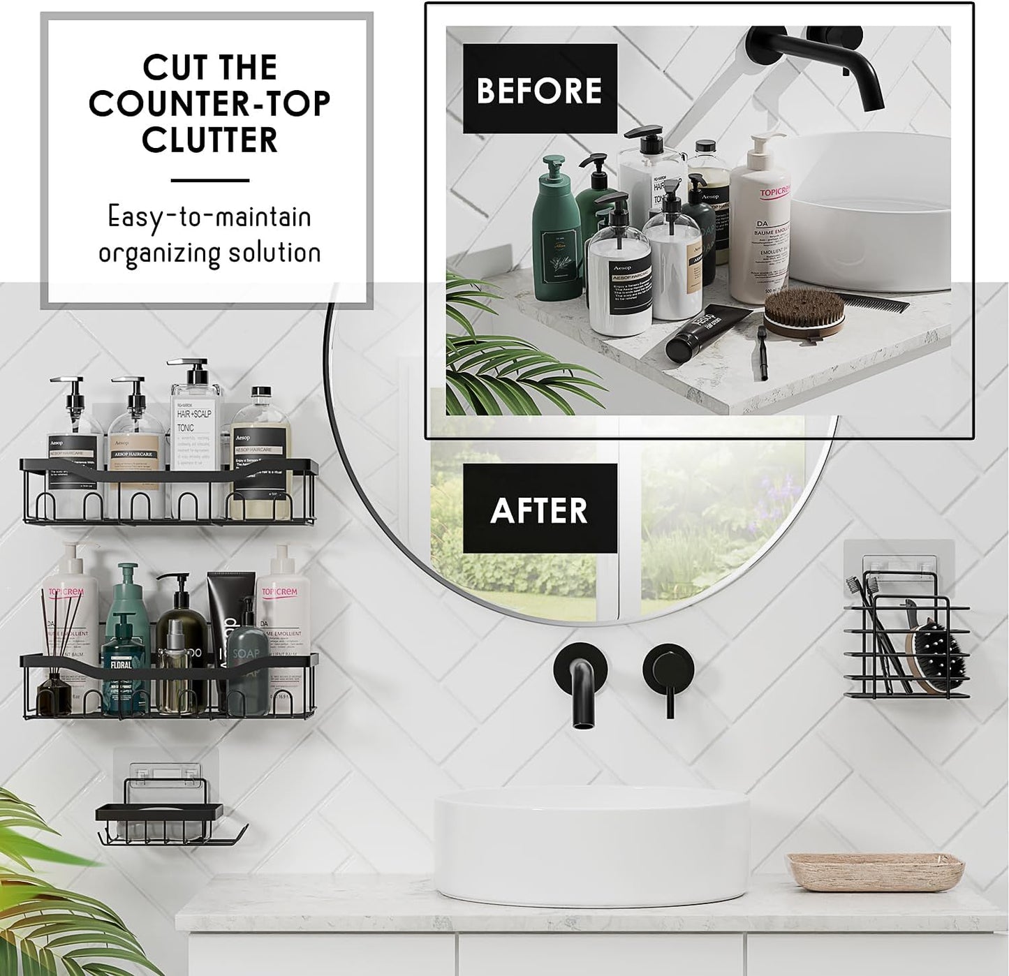 Clara Clark Bathroom Set - Gray Bathroom Accessories Set, Bathroom Sets with Shower Curtain and Rugs, 23PC Shower Curtain Set with Liner, Soap Dispenser, Soap Dish, Toilet Brush Holder, and Trash Can