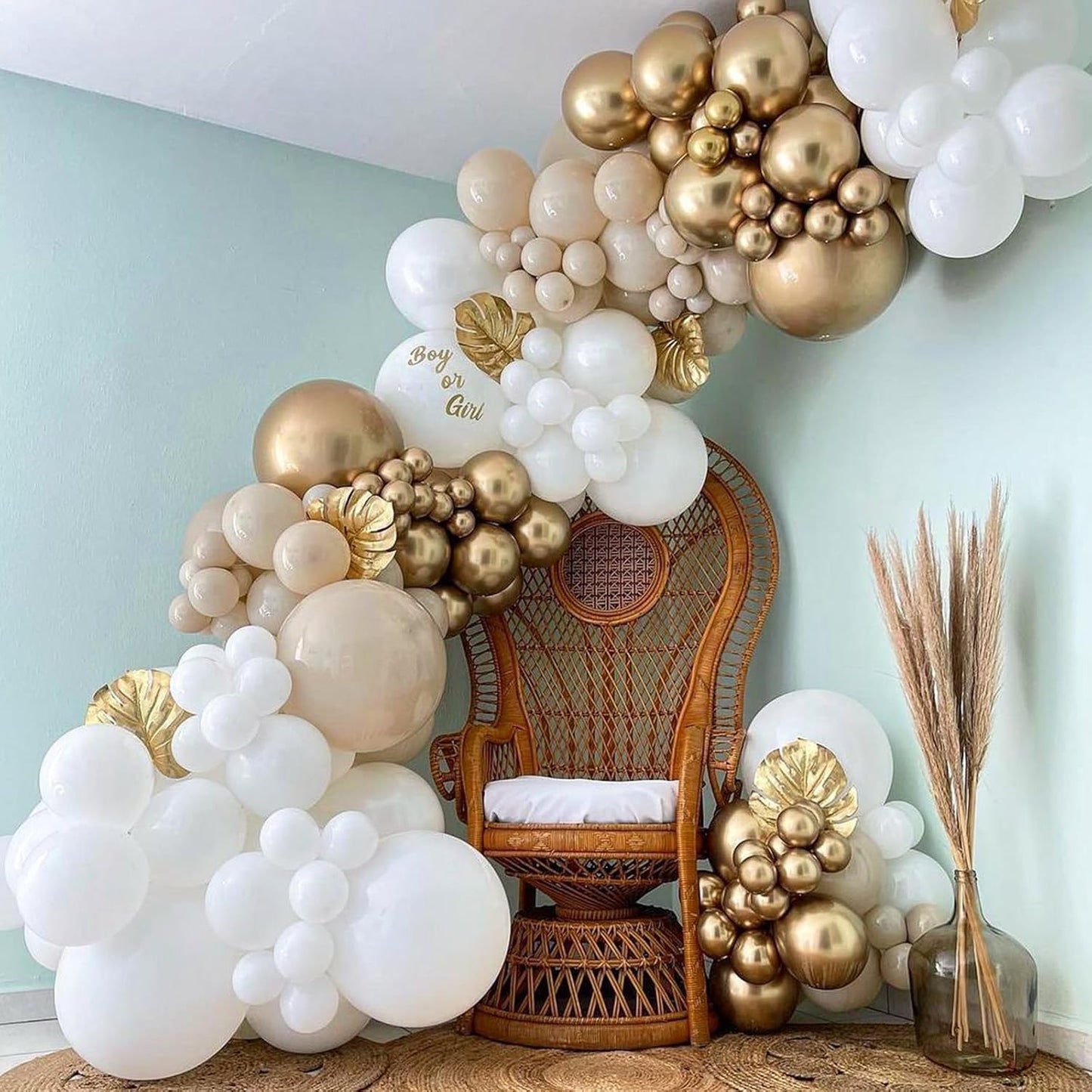 Gold Metallic Chrome Latex Balloon Arch Kit, 102PCS 18In 12In 10In 5In Arch Garland For Festival Picnic, Engagement, Wedding, Birthday Party, Gold Theme Anniversary Decoration With 33FT Ribbon