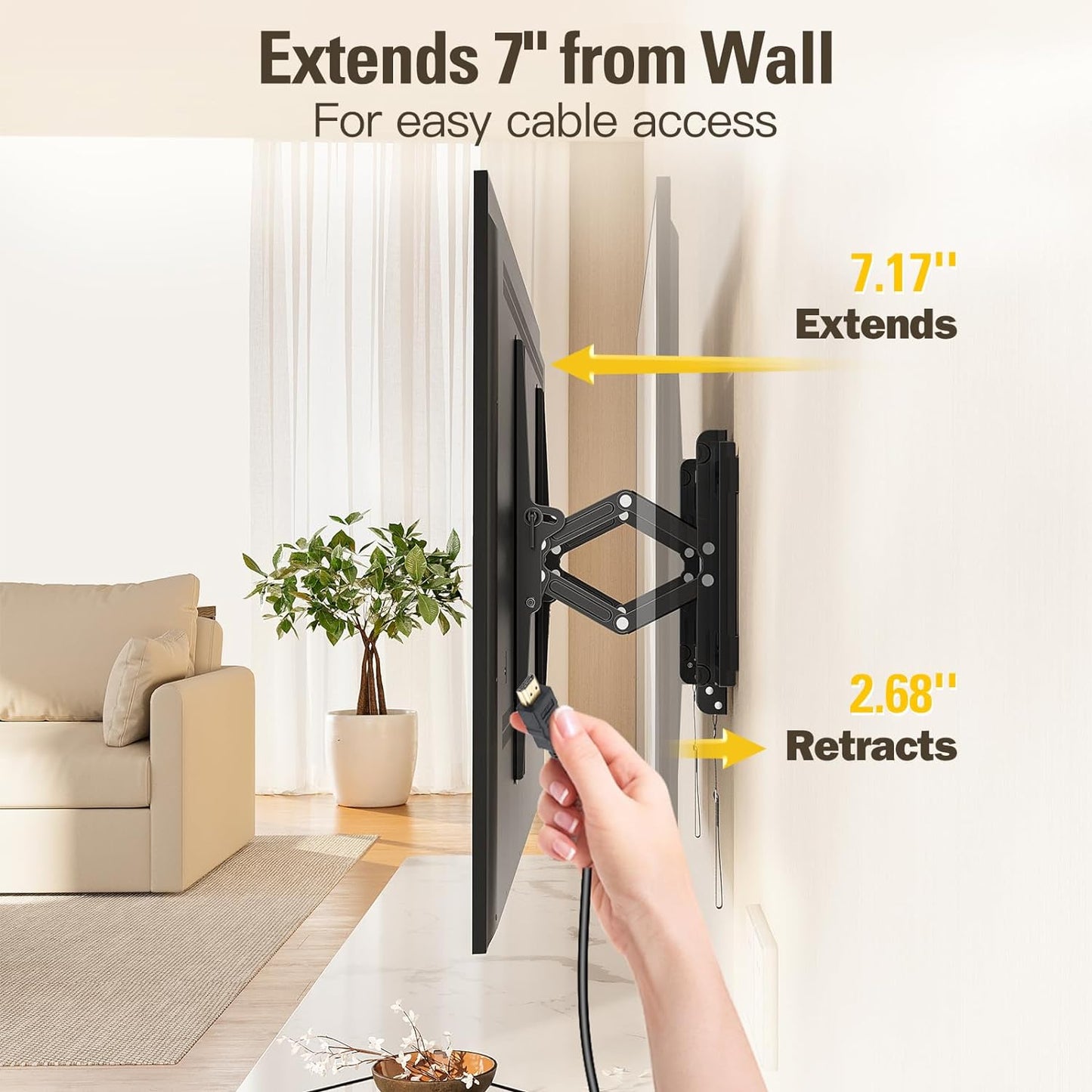 Mounting Dream TV Wall Mount, Advanced Tilt TV Mount Bracket for most 42-90 Inches TVs with Full Tilt Extension up to 7 Inches, Fits 16, 18, 24 Inches Studs, Max VESA 600x400mm and 120Lbs, MD2104-CA