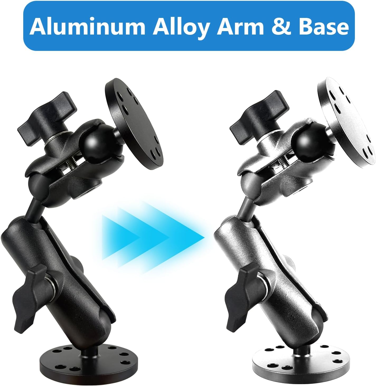 Fish Finder Mount, Aluminum Arm Extension, T-Bolt Attachment for Track Systems, B Size Ball Mount Compatible with RAM, Double AMPS Round Plate for GPS/Boats/Industry