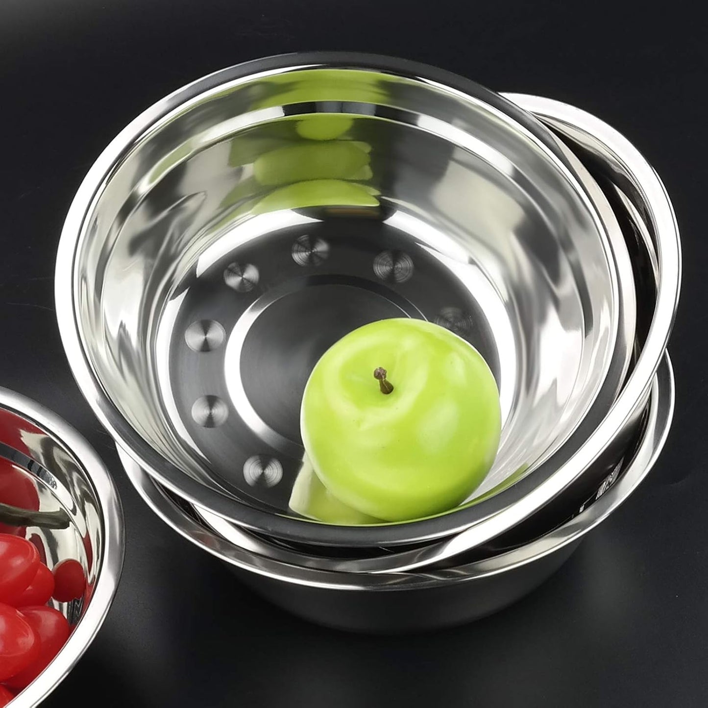 Callyne Stainless Steel Mixing Bowls, Set of 4 Metal Prep Bowls