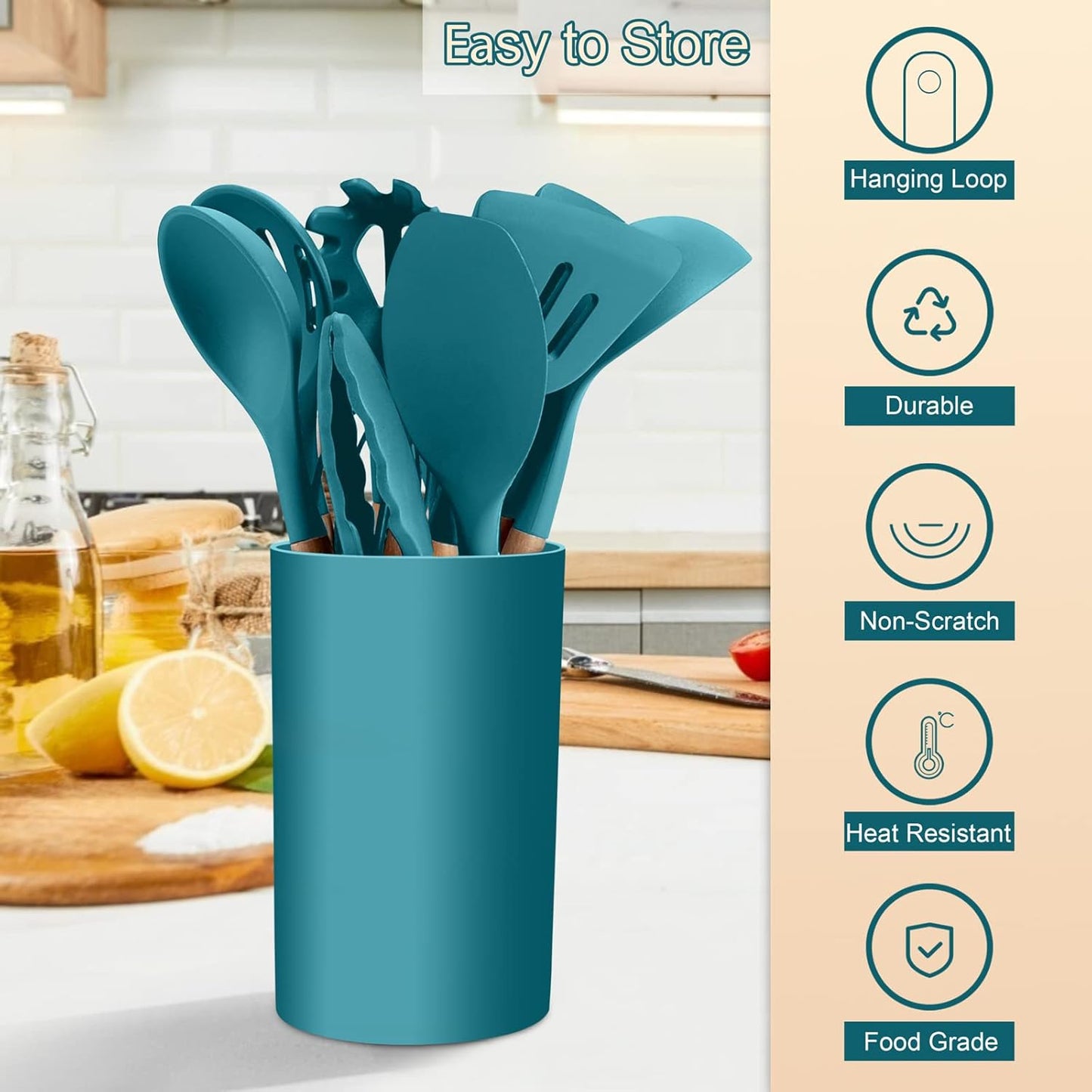 Purilite Select 6-Piece Silicone Cooking Utensil Set