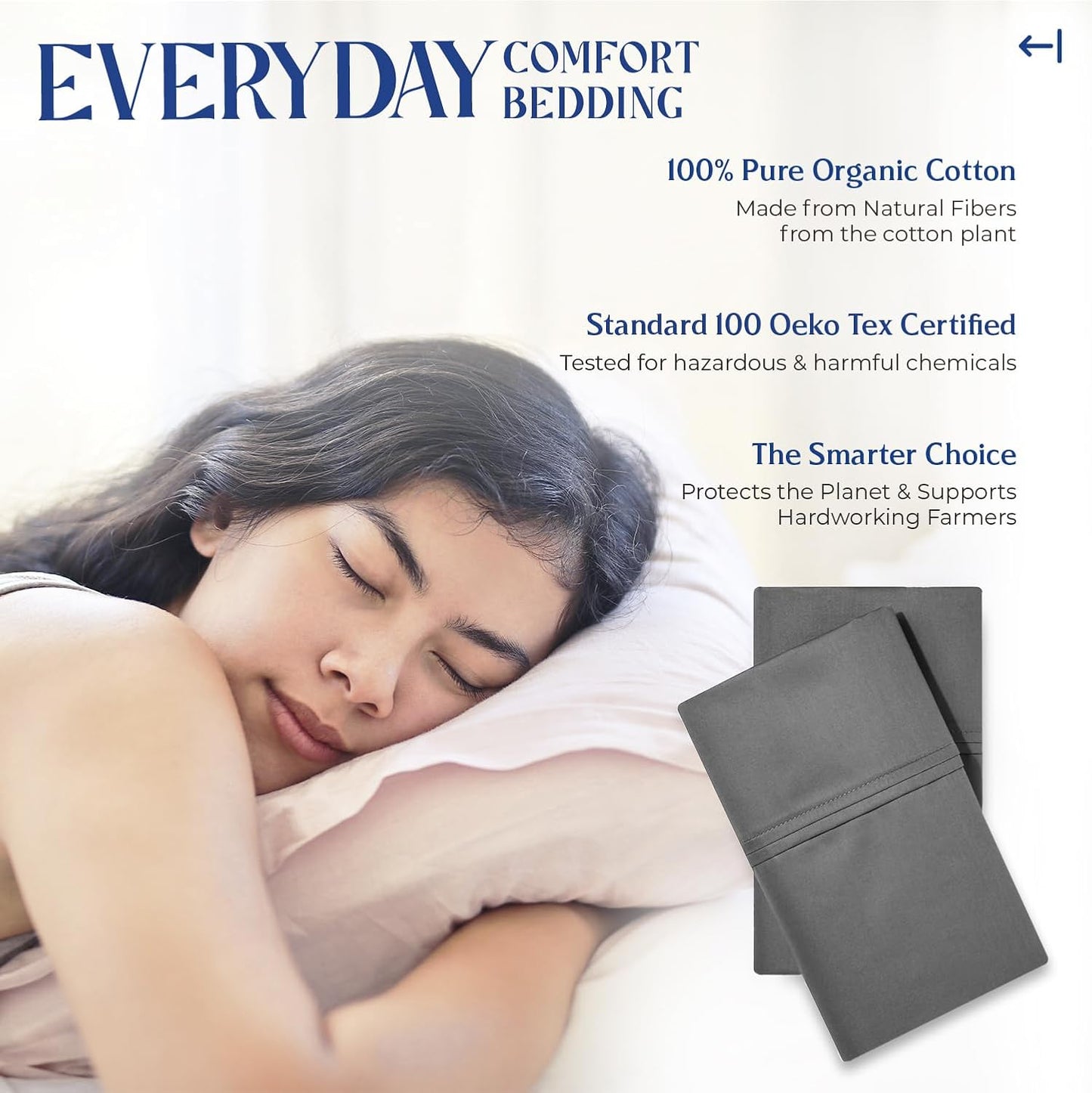 Mayfair Linen 100% Organic Cotton Percale Sheets Full Size - White Cotton Percale Sheets Full, 4 Piece Full Percale Sheet Sets, Soft & Crisp, Cooling Sheets, 16" Deep Pocket Hotel Sheets Full Size