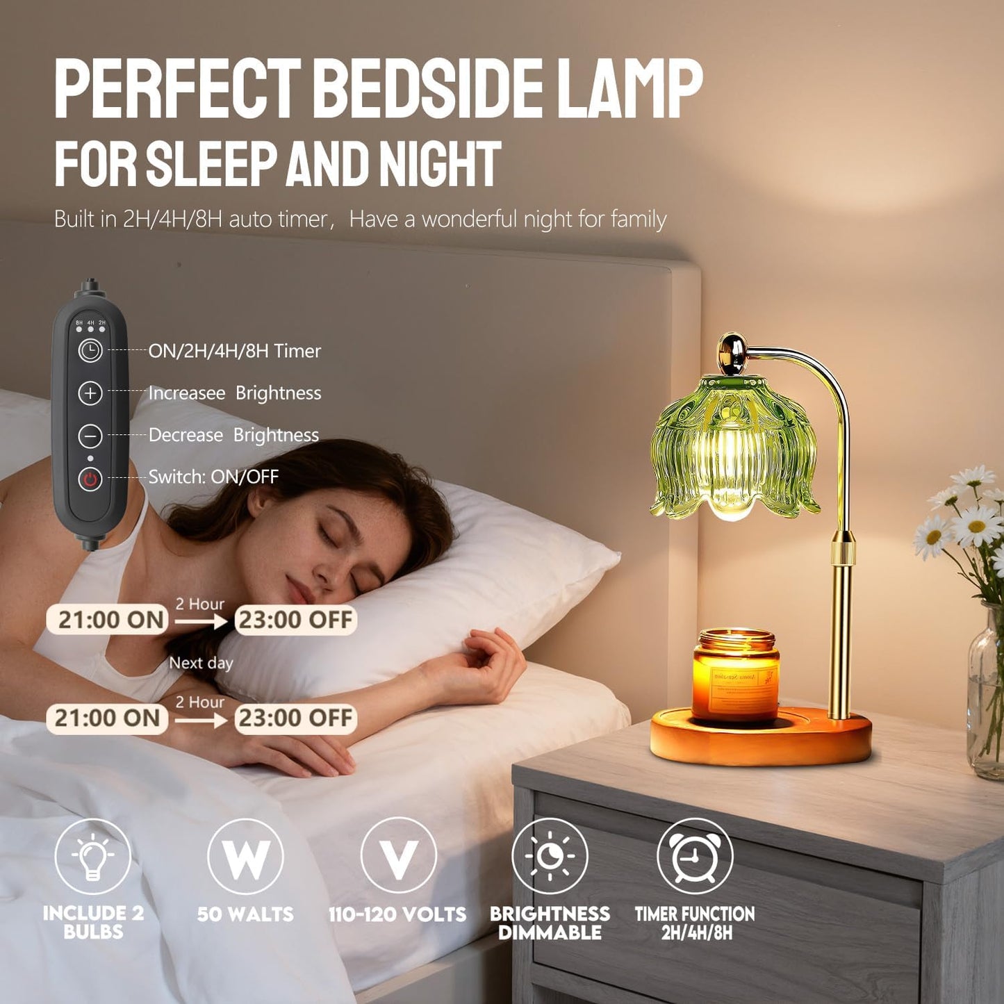 GEEZO Fragrance Candle Warmer Lamp,Electric Candle Warmer with Timer & Dimmer, Mom Christmas Birthday Gifts for Women, House Warming Gifts New Home Bedroom Decor