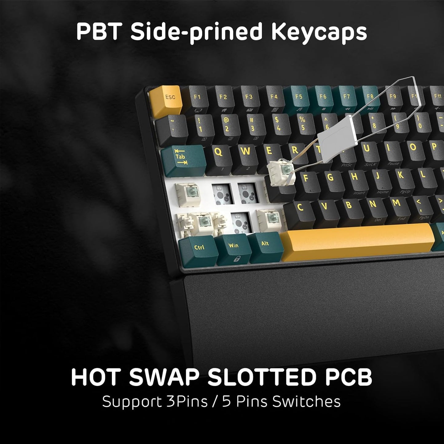 RK ROYAL KLUDGE RK96 RGB Limited Ed, 90% 96 Keys Wireless Triple Mode BT5.0/2.4G/USB-C Hot Swappable Mechanical Keyboard w/Wrist Rest, Software Support, Linear Viridian Switches, MARRS Green