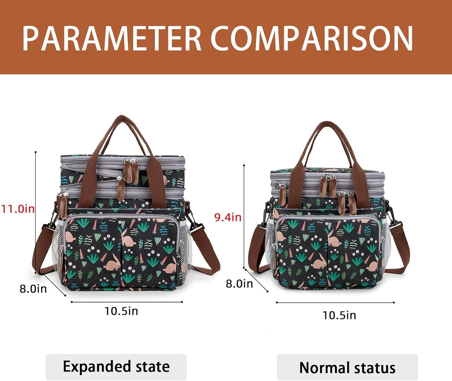Lunch Bag Women Insulated Lunch Box for Work, Purple Expandable Large Lunch Bags, Leakproof Double Deck Lunch Box Cooler Bag(Purple)