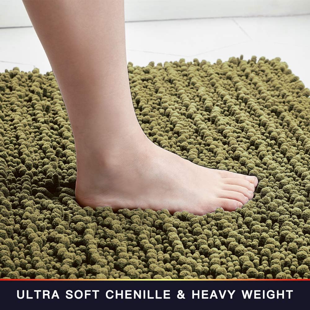 Walensee Bathroom Rug Non Slip Bath Mat (24x17 Inch Blush) Water Absorbent Super Soft Shaggy Chenille Machine Washable Dry Extra Thick Perfect Absorbant Best Small Plush Carpet for Shower Floor