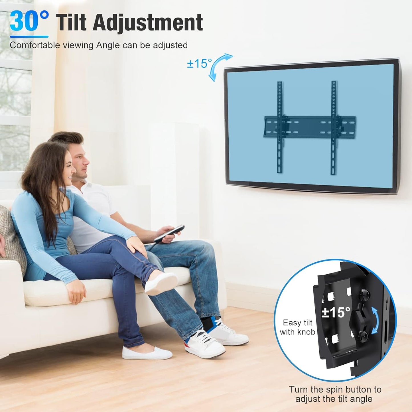 C-MOUNTS Tilting TV Wall Mount Bracket Low Profile for Most 26-65 inch Flat ScreenCurved TVs, Monitor, TV Mount with Max VESA 400x400mm Weight up to 110 lbs