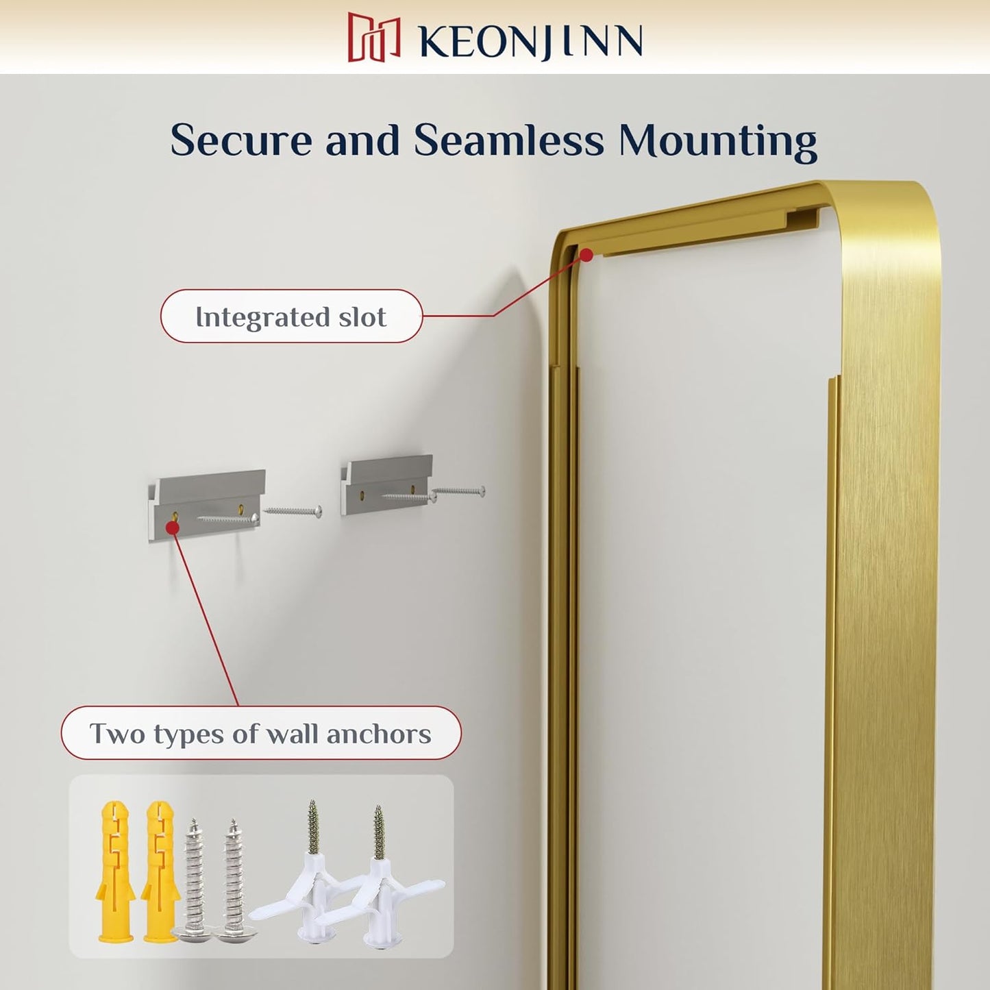 Keonjinn 42 x 36 Brushed Nickel Bathroom Vanity Mirror, Large Rounded Rectangle Bathroom Mirrors for over Sink, Metal Framed Silver Mirror for Wall, Shatterproof HD Tempered Glass(Horizontal/Vertical)