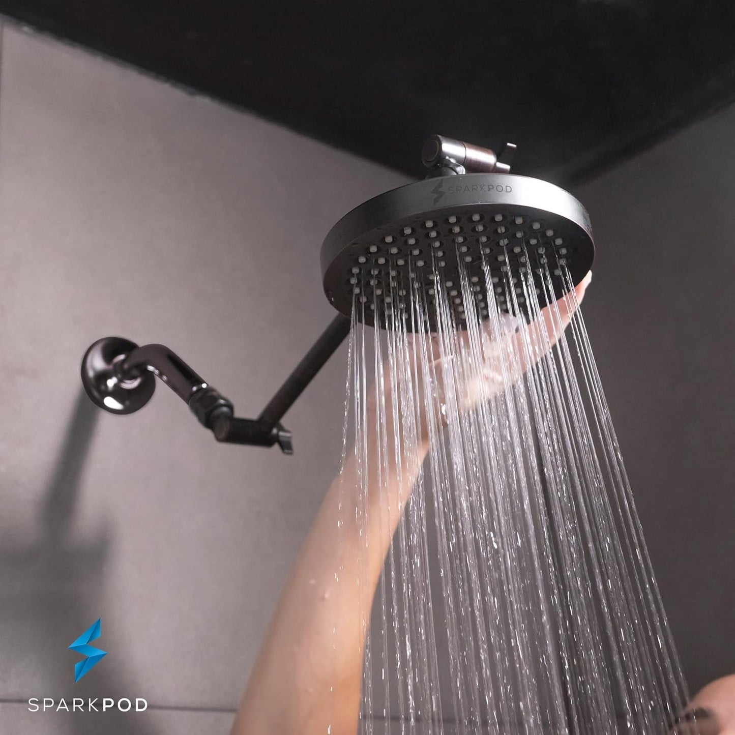 SparkPod Shower Head - High Pressure Rain - Premium Quality Luxury Design - 1-Min Install - Easy Clean Adjustable Replacement for Your Bathroom Shower Heads (Luxury Polished Chrome, 6 Inch Round)