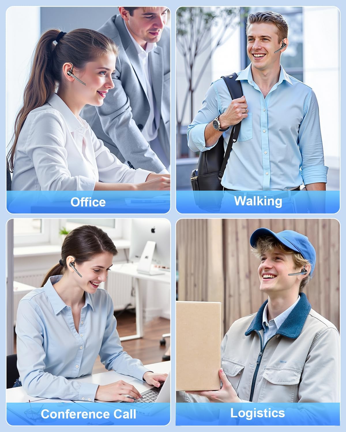 Bluetooth Headset V5.1, Wireless Headset with 500mAh Charging Case ENC Noise Cancelling Microphone, Bluetooth Earpiece 72H Talk Hands-Free Headphones for Cell Phone Office Business Driving (M51)