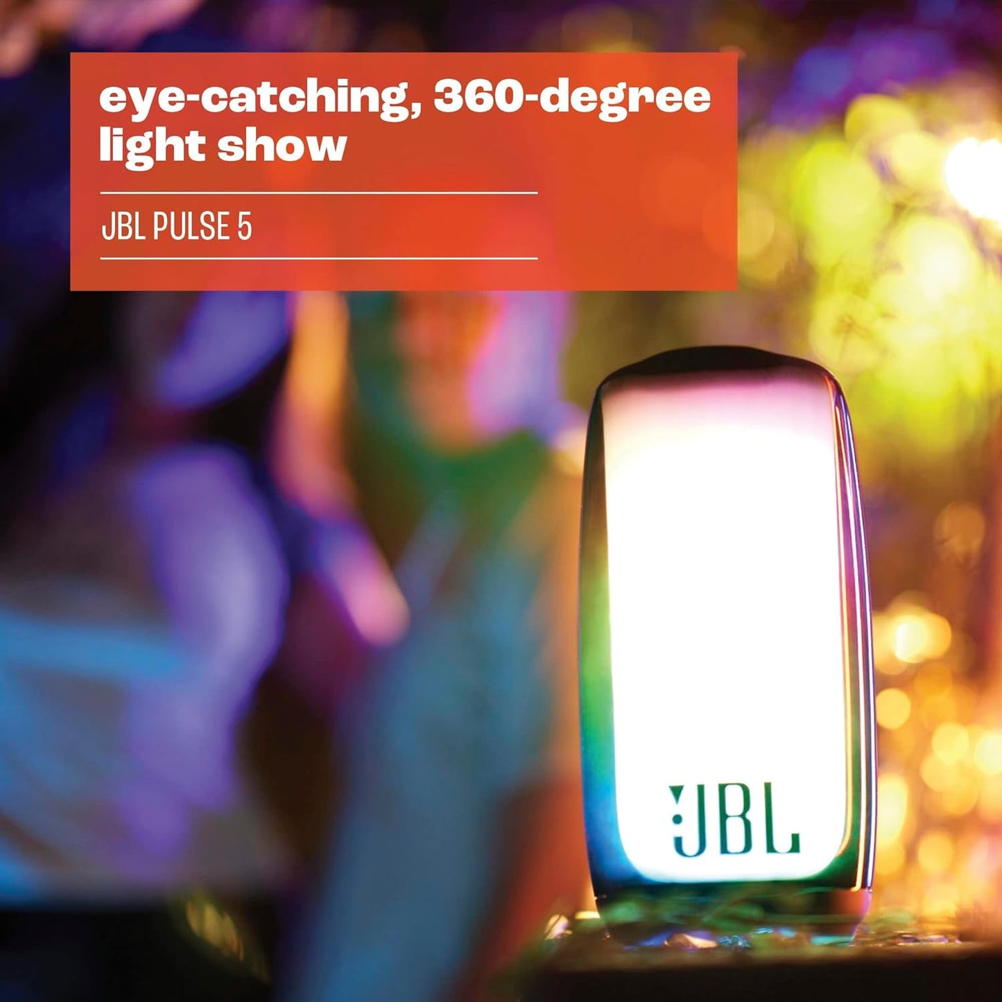 JBL Pulse 4 Portable Waterproof Wireless Bluetooth Speaker with 360 Sound, Light Show and up to 12 Hours of Battery Life - Black