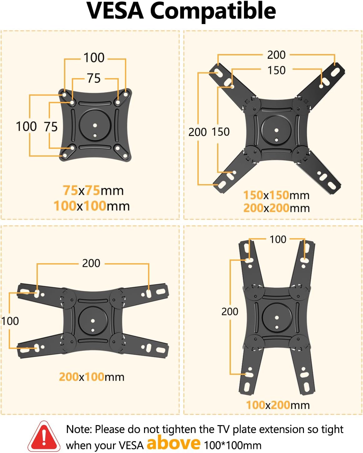 WHYFONE Long Arm Corner TV Monitor Wall Mount with 40.78" Extension for Most 13-43inch TVs Monitors, Full Motion Articulating Triple Arm Foldable, Max VESA 200x200mm, Vertical TV Mount