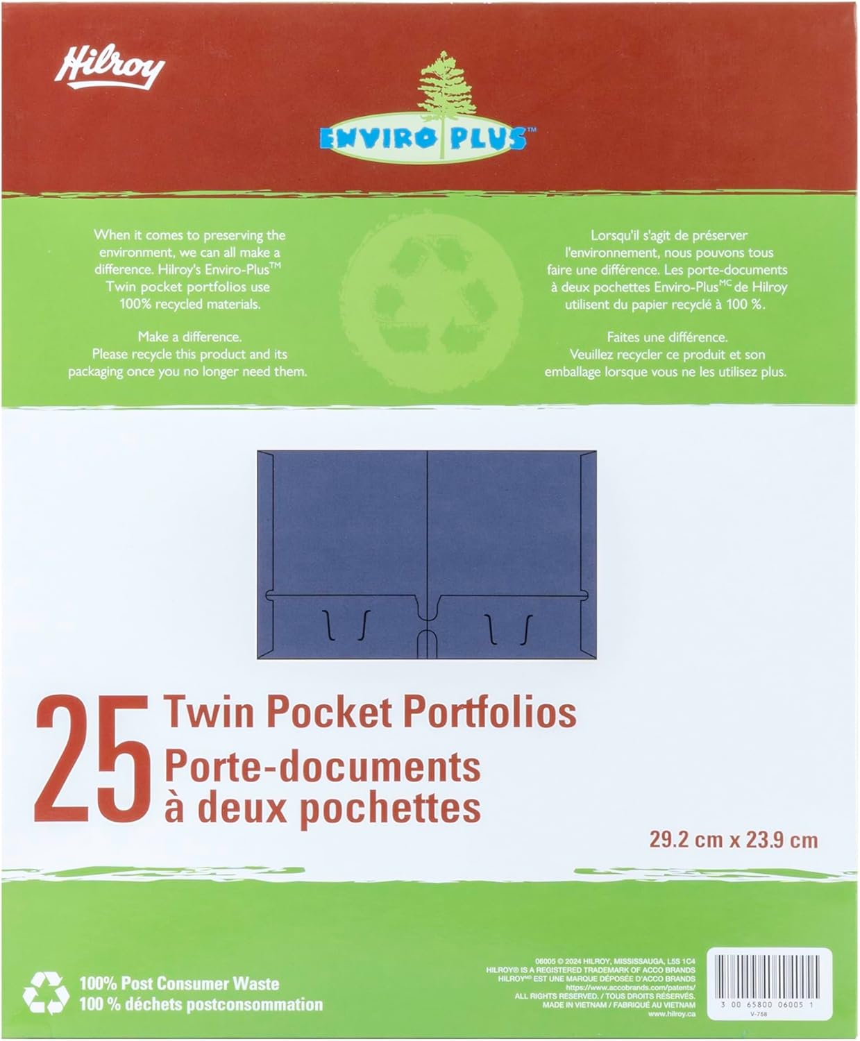 Hilroy Twin Pocket Portfolios, 9.5" x 11.75", 4-Pack, Assorted Colours (06042)