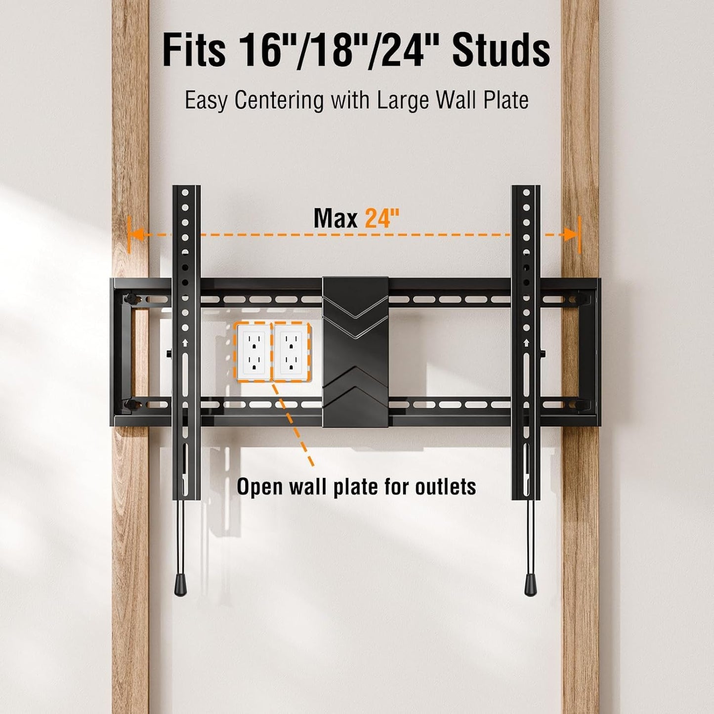 Tilting TV Wall Mount Bracket, Universal TV Mount Low Profile for 26-55 Inch Flat Screen TVs, Ultra Slim, Easy to Install with Tilting Knob, Fits 12''/16'' Studs, Max VESA 400x400mm, 99 lbs. ELIVED