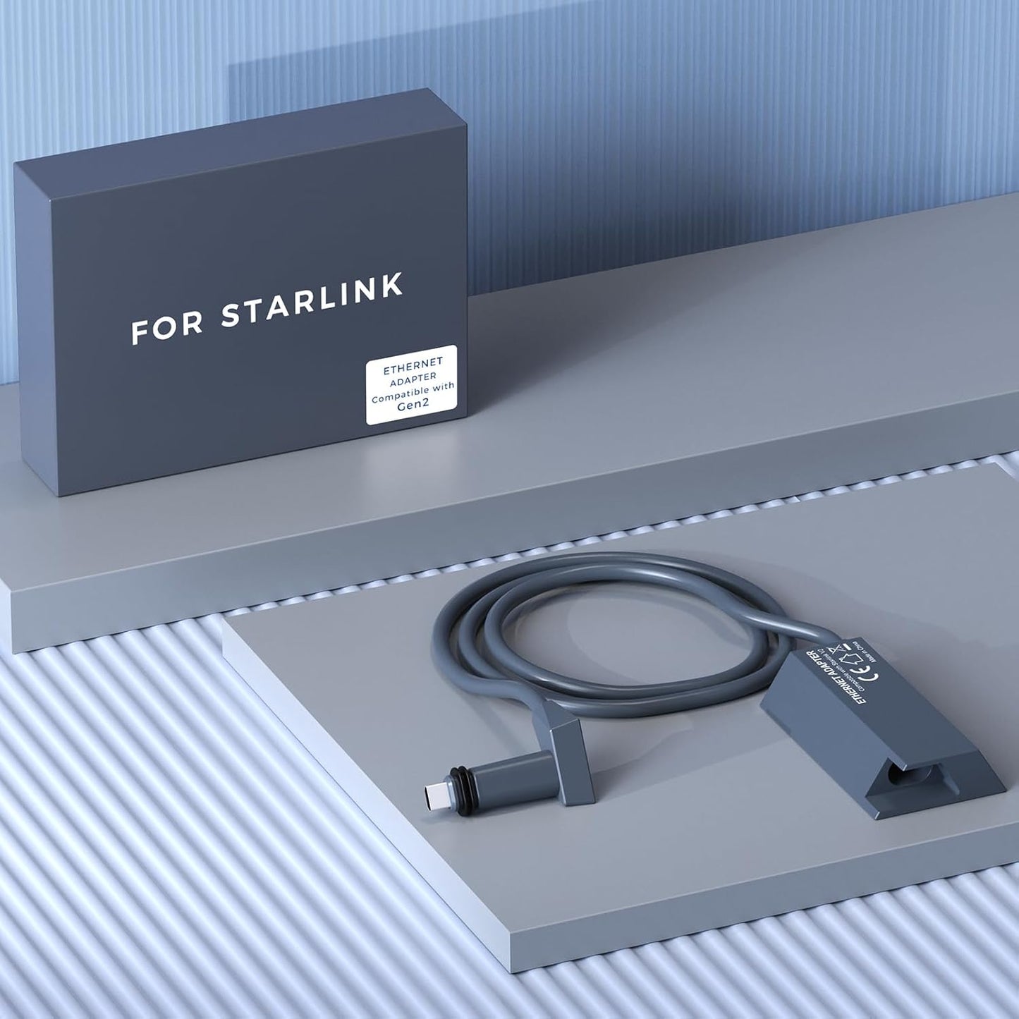 Starlink Ethernet Adapter V2 for Gen 2 Rectangular Dish and Mesh WiFi Router - RJ45 Gigabit Converter for Wired Network Devices (3.3FT/1M)