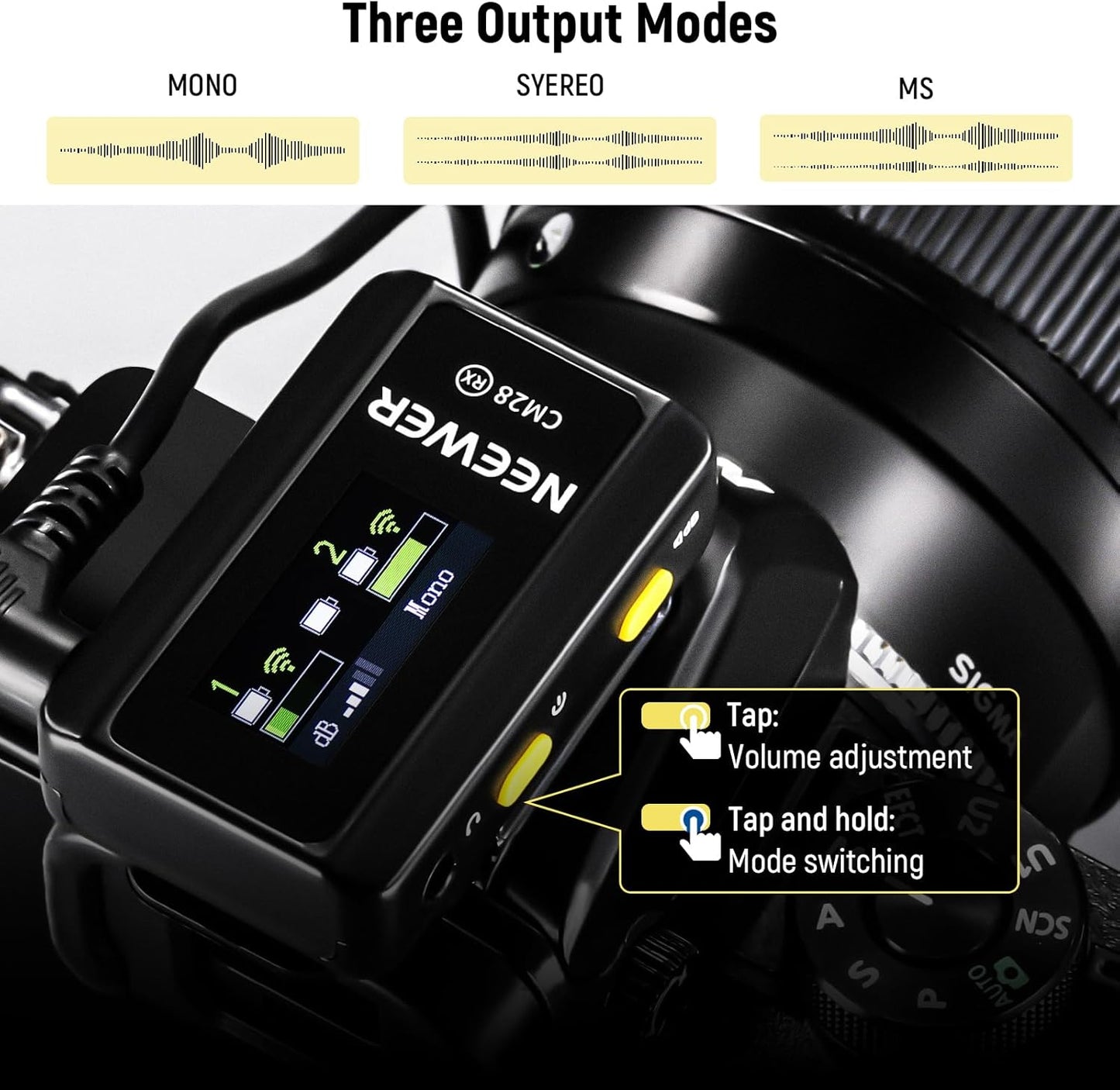 NEEWER CM28 Wireless Lavalier Microphone System with Charging Case, 1 Click Noise Canceling, 4GB Storage for 9Hrs of 48KHz 16 Bit Uncompressed Audio Lapel Mic Compatible with iPhone/Android/PC/Camera