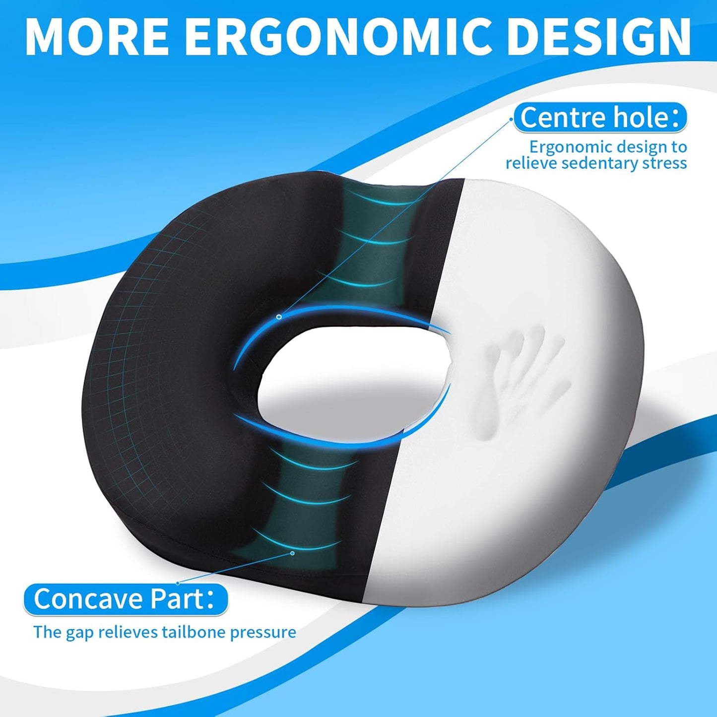 Gel Lumbar Support for Office Chair Back Support for Lower Back Pain Relief Cooling Chair Back Support Cushion Improves Posture Back Rest Memory Foam Back Support Pillow for Gaming Chair, Driving Seat
