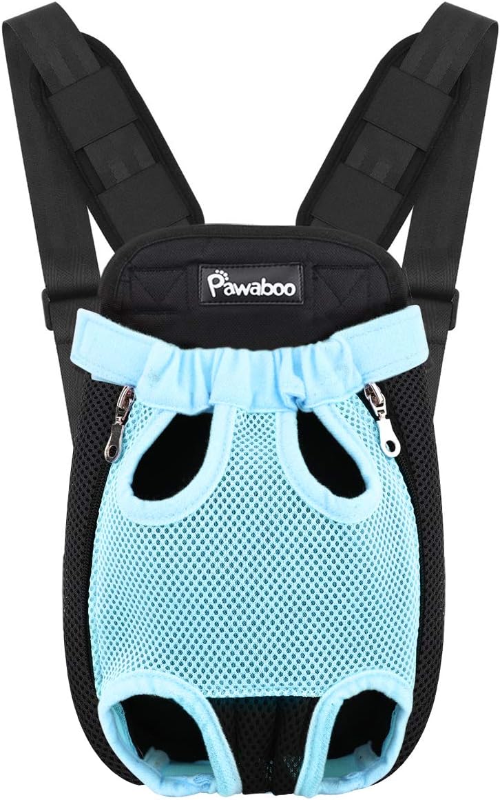 Pawaboo Pet Carrier Backpack, Adjustable Pet Front Cat Dog Carrier Backpack Travel Bag, Legs Out, Easy-Fit for Traveling Hiking Camping for Small Medium Dogs Cats Puppies, Medium, Black