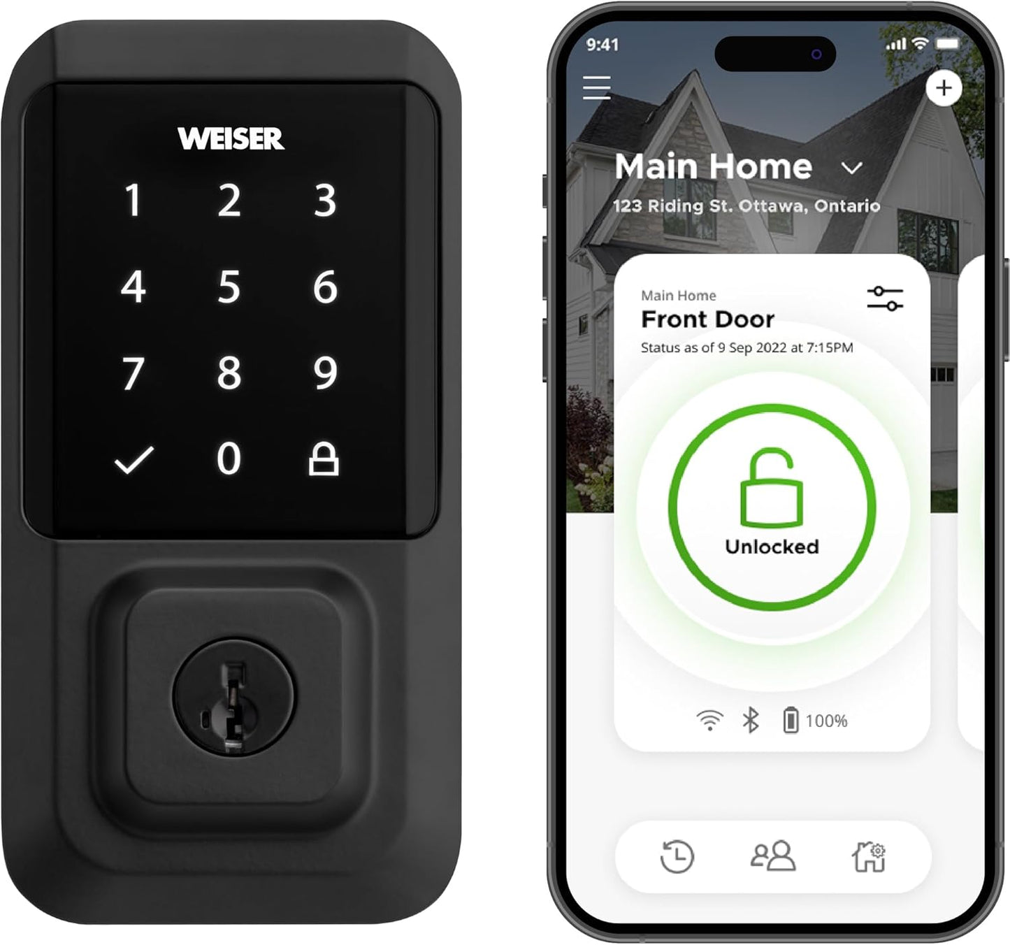 Weiser Halo Matte Black WiFi Smart Lock, Keyless Entry Door Lock, Touchscreen Keypad Door Lock, Amazon Alexa & Google Assistant/Google Home Compatible, Deadbolt Lock, Smart Locks for Entry Door