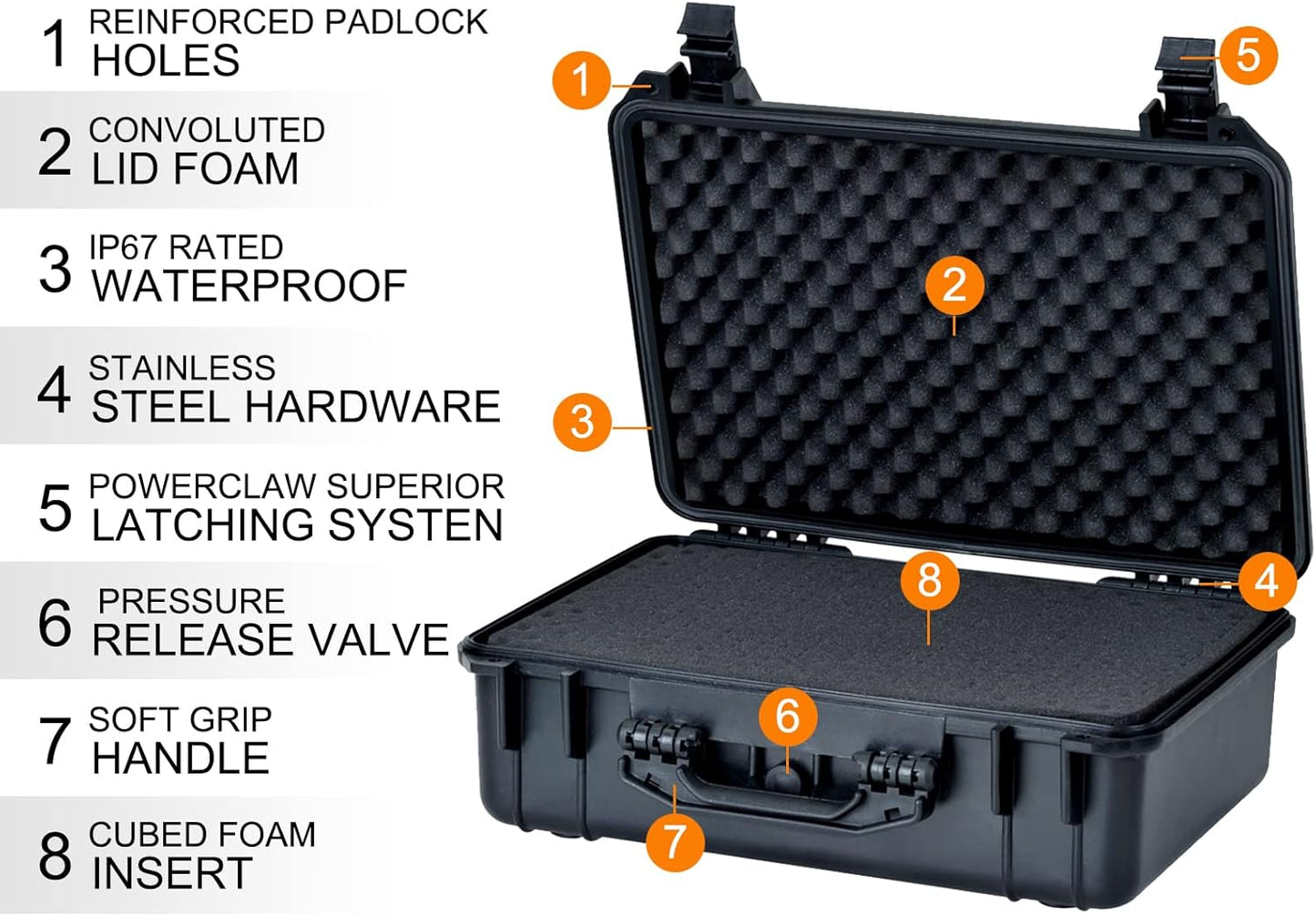 MEIJIA All Weather Portable Waterproof Hard Case,Camera Case with Customizable Fit Foam, Perfectly Protection of Camera, Drones,Pistols,Lens,Equipments,18.5 x14.06x6.93inches