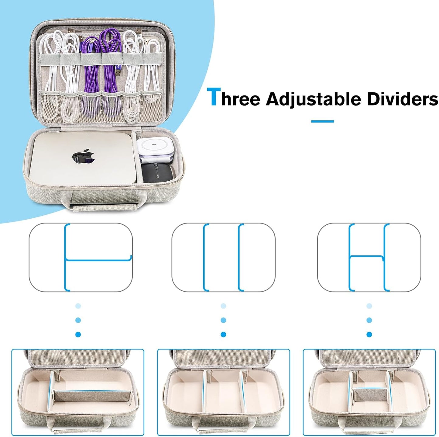 ProCase Hard Travel Electronic Organizer Case for MacBook Power Adapter Chargers Cables Power Bank Apple Magic Mouse Apple Pencil USB Flash Disk SD Card Small Portable Accessories Bag -L, Black