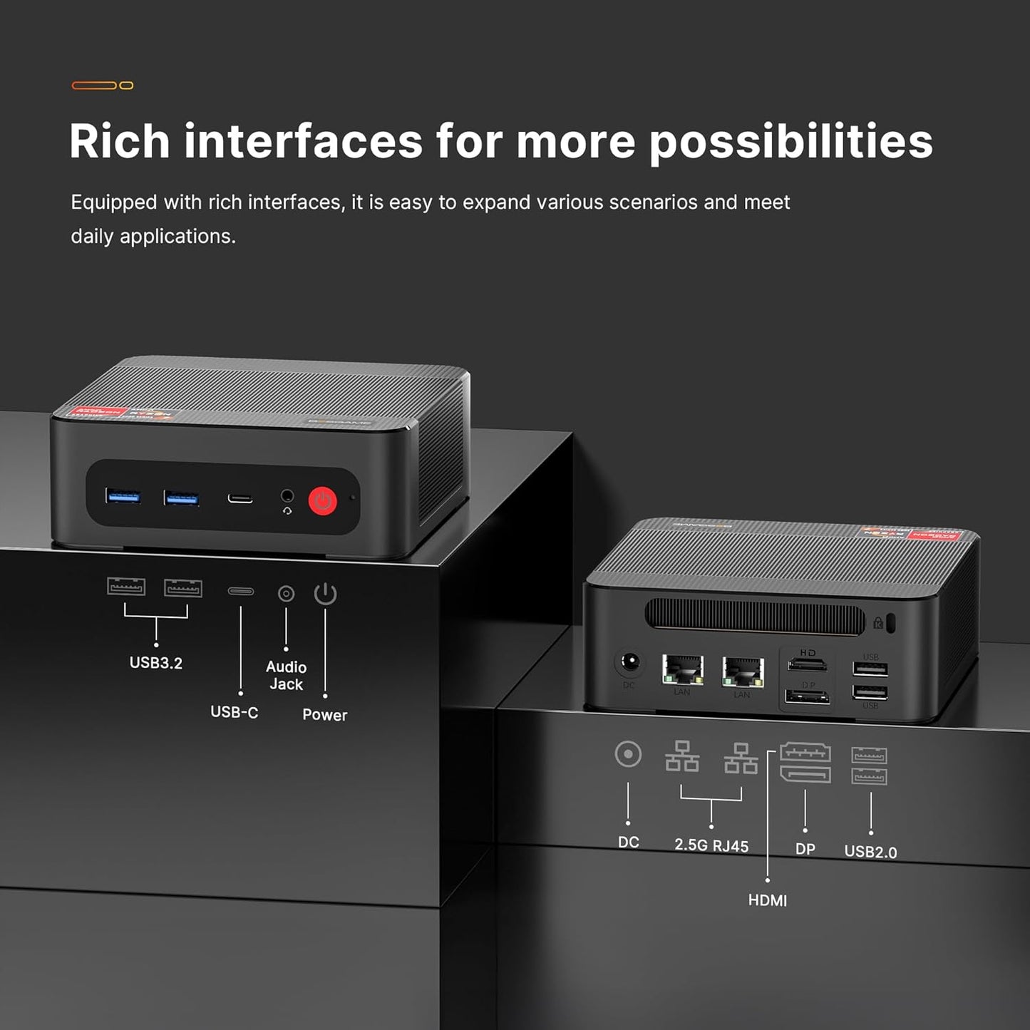 BOSGAME Mini PC P4, Desktop Computers Ryzen 7 5825U PC, Dual LAN Mini Gaming PC,16GB DDR4 RAM, 512GB NVMe SSD, 4K Triple Display, Wi-Fi 6E, Bluetooth 5.2