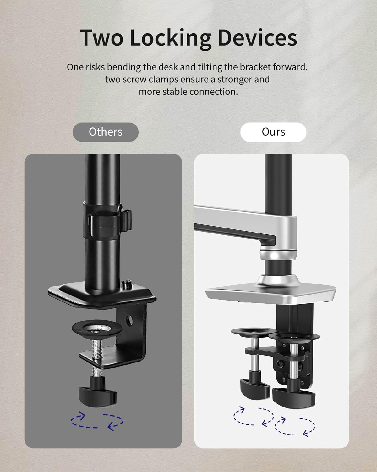 ErgoUnion Dual Monitor Stand for Desk, Vertical Dual Monitor Mount with Wide Range of Motion, Dual Monitor Arm for 17-40" Screen up to 25 lbs Each, Computer Monitor Stand for 2 Monitors - Black