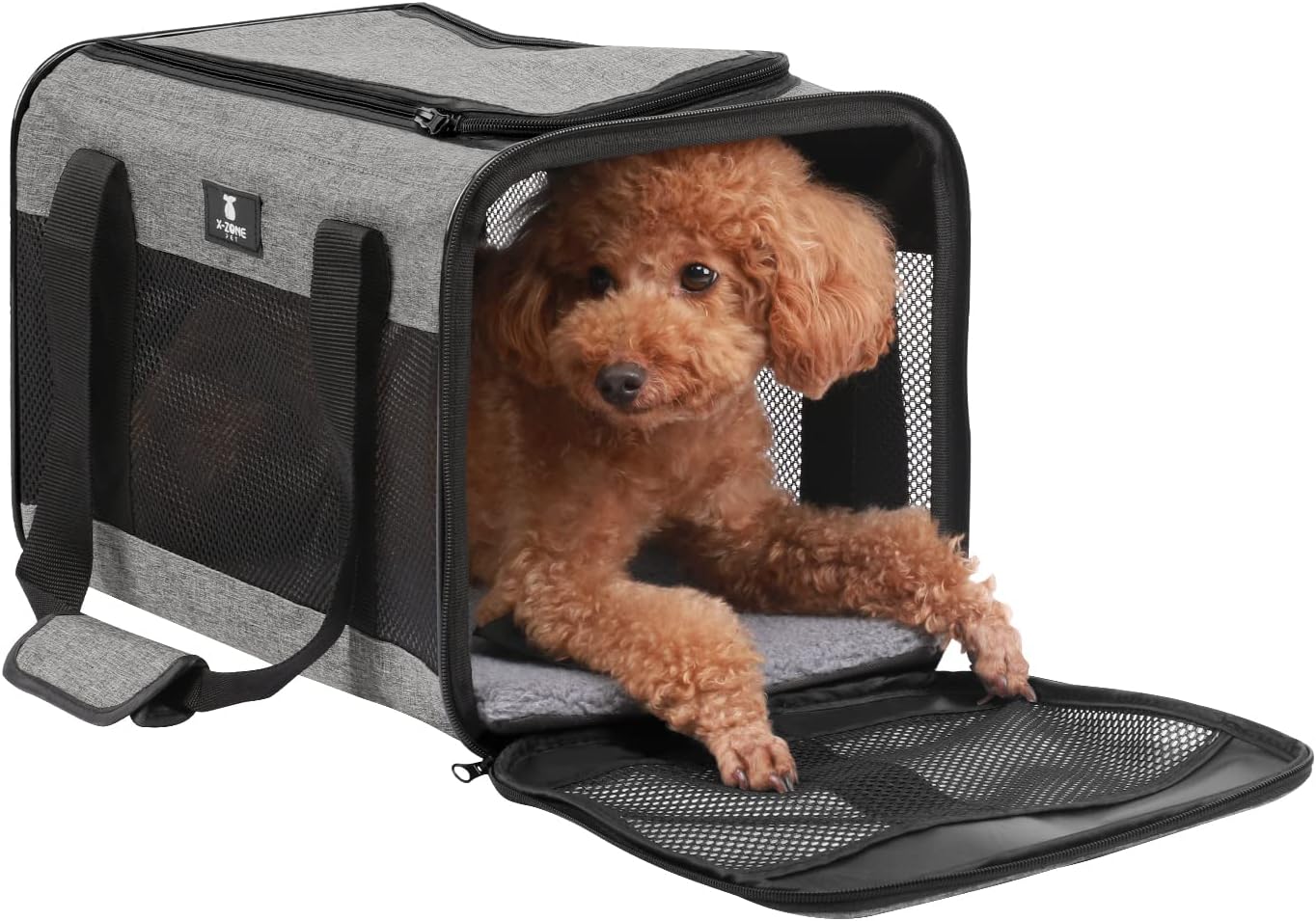 X-ZONE PET Cat Carrier Dog Carrier Pet Carrier for Small Medium Cats Dogs Puppies of 15 Lbs,Airline Approved Soft Sided Pet Travel Carrier,Dog Carriers for Small Dogs - Black Grey Purple Blue Brown