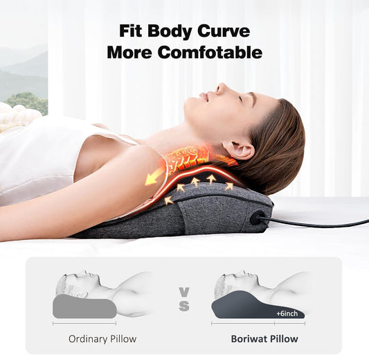 Boriwat Back Massager Neck Massager with Heat, Shiatsu Massage Pillow for Pain Relief, Masseur for Neck, Back, Shoulder and Leg, Gifts for Men Women Mom Dad, Stress Relax at Home and Office - PuriLite