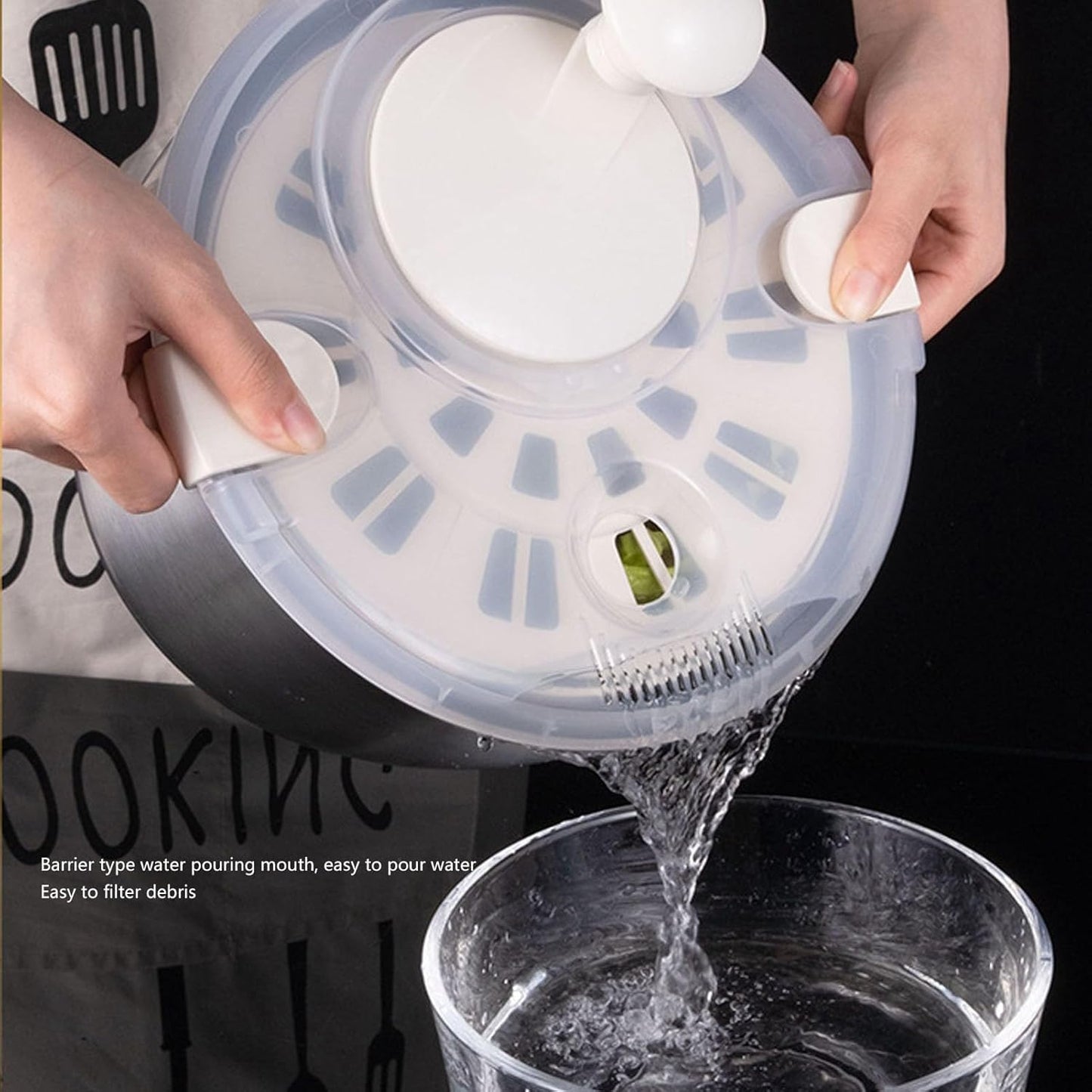 Vomeko Stainless Steel Salad Spinner, Large Salad Spinner Vegetable Washer,Multifunctional Large Capacity Lettuce Spinner, Fruit Washer Drain Basket