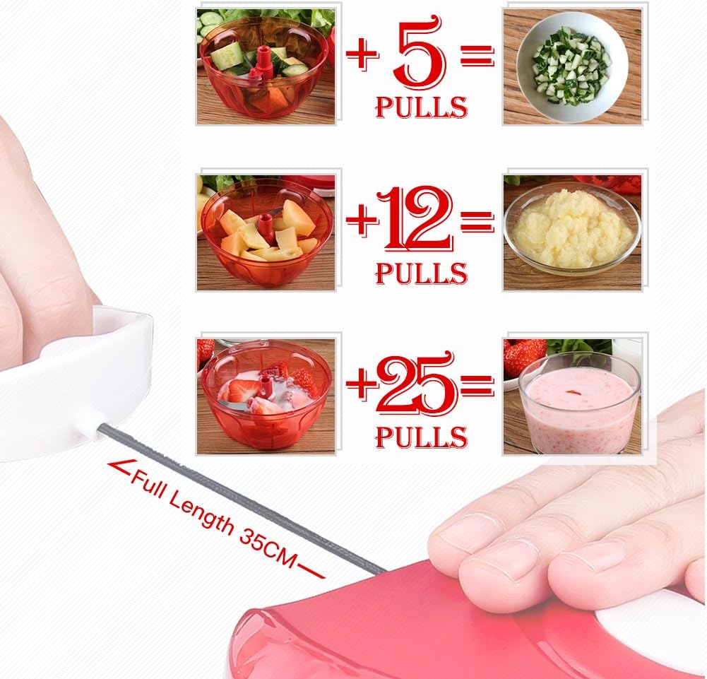 Cambom Manual Food Chopper Vegetable Cutter, Hand String Vegetable Chopper Onions Cutter for Vegetable Fruits Nuts BPA Free Food Safe Material, 550ml Gray