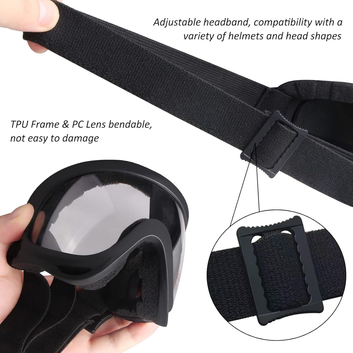 Motorcycle Goggles 2 Pack, Dirt Bike ATV Goggles Motocross Riding Racing Eyewear Off-Road MX Bike & Ski Goggles UV400 Anti-Fog Impact-Resistant Dustproof Goggle for Adult Youth Kids - PuriLite