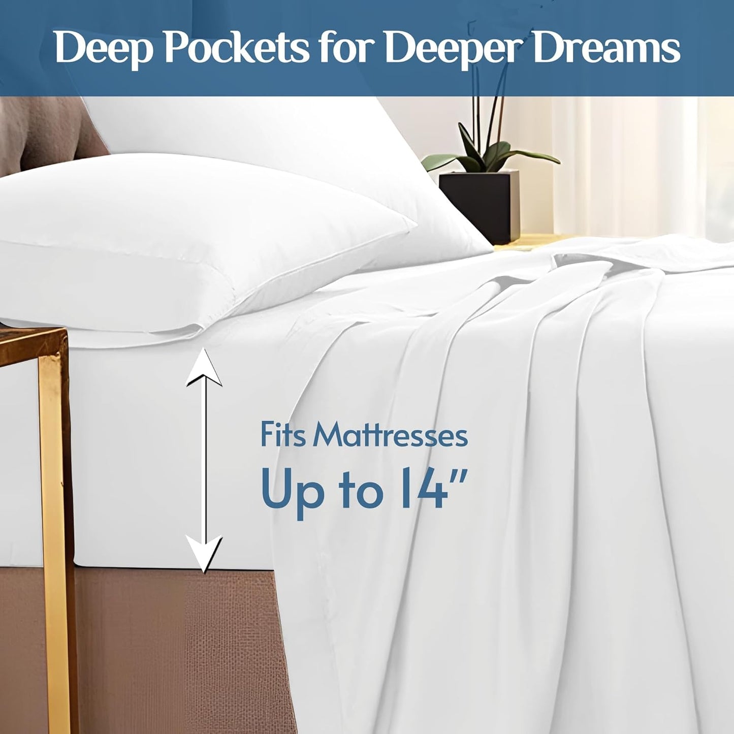 JOLLYVOGUE Queen Size Bed Sheet Set - 4 Piece Bed Sheets Set with Deep Pocket - Soft Breathable & Cooling - Resists Shrinkage & Fading Draps Queen - Easy Care (Dark Grey)