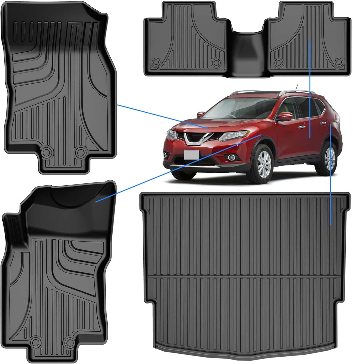 AOMSAZTO Floor Mats & Trunk Mat for 2024 2025 Chevy Equinox EV (Non Fuel),TPE All Weather Protection 2 Rows Car Floor Liners with Cargo Liner for Chevrolet Equinox EV (Non Fuel) - PuriLite