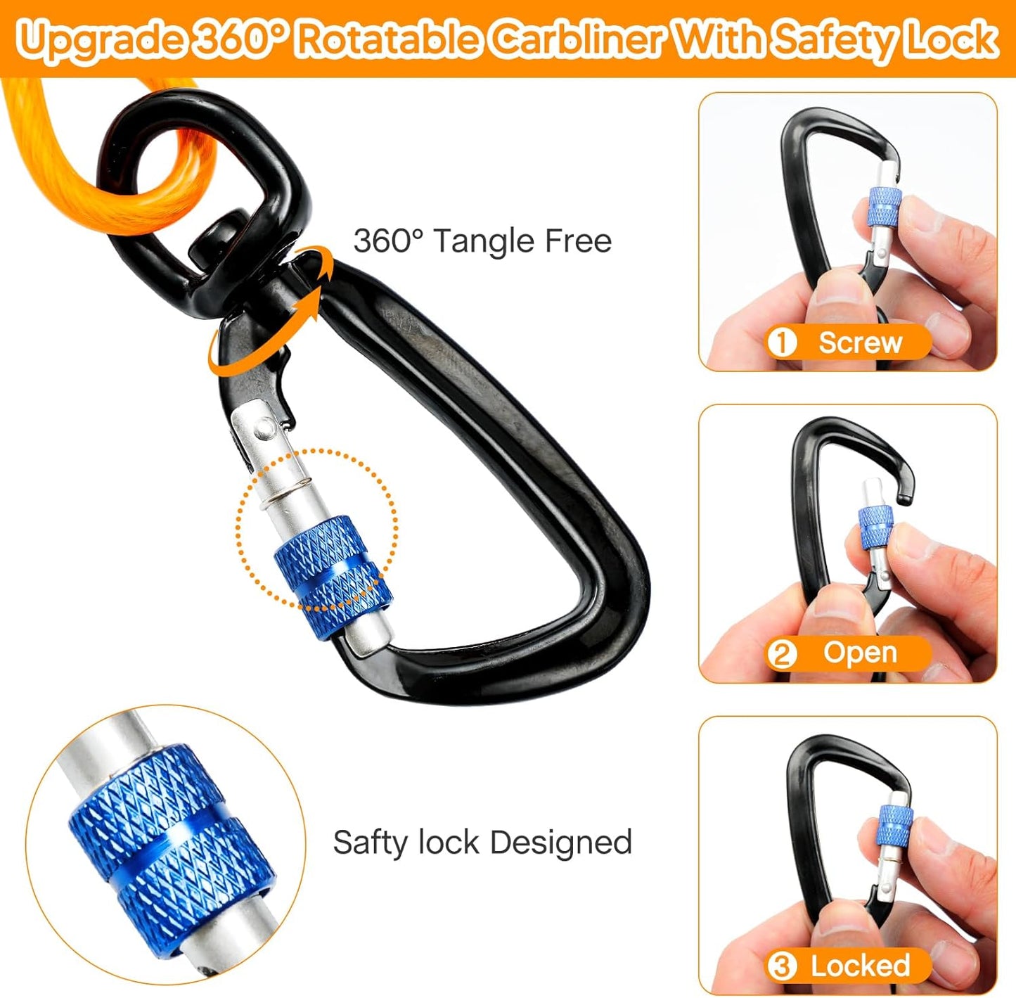 Furggis Dog Tie Out Cable,10/15/20/30/50FT Dog Run Cable for Yard and Camping Outdoor,Heavy Duty Dog Tether for Medium Large Dogs Chew Proof,1000lbs Break Strength,Reflective