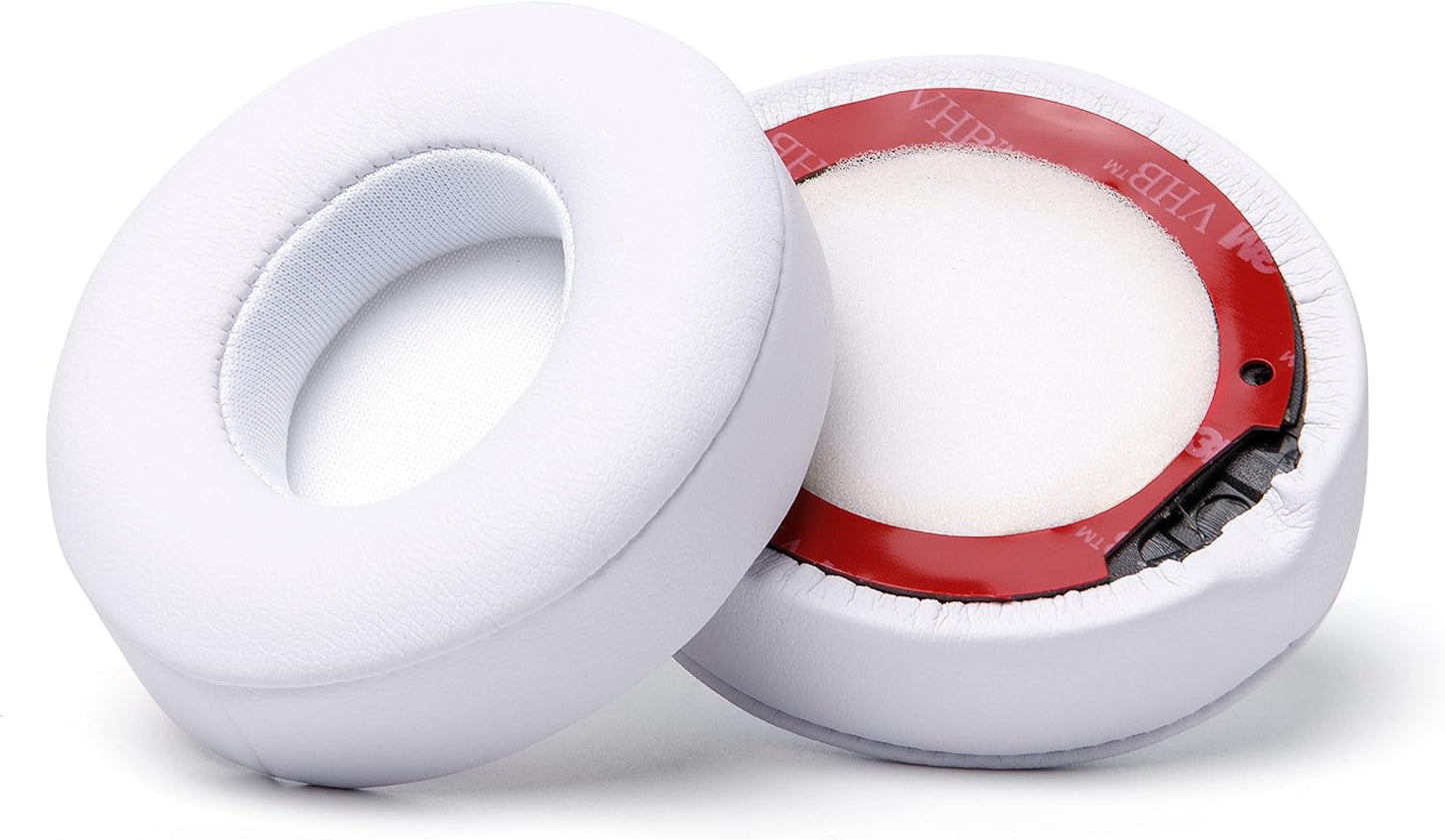 WC Extra Thick Replacement Earpads for Beats Solo 2 & 3 by Wicked Cushions - Ear Pads for Beats Solo 2 & 3 Wireless ON-Ear Headphones - Soft Leather, Luxury Memory Foam, Strong Adhesive | White